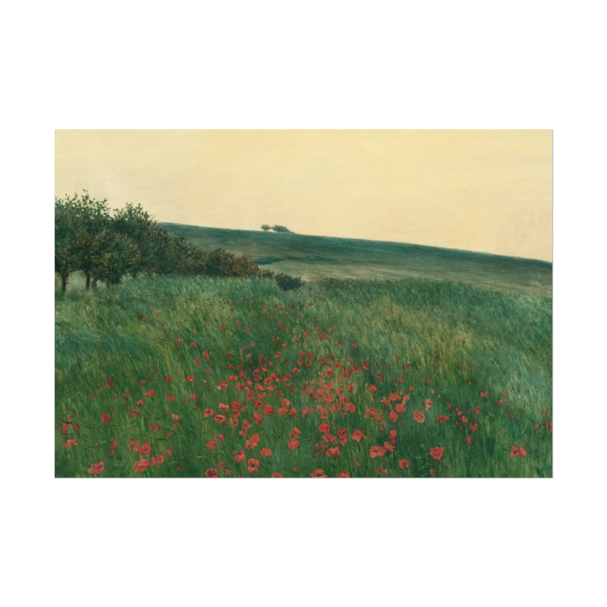 Frantisek Kavan, Fields Poster Print, Fields Landscape Painting, Red Poppies, Rustic Canvas Wall Art, Farmhouse Wall Decor