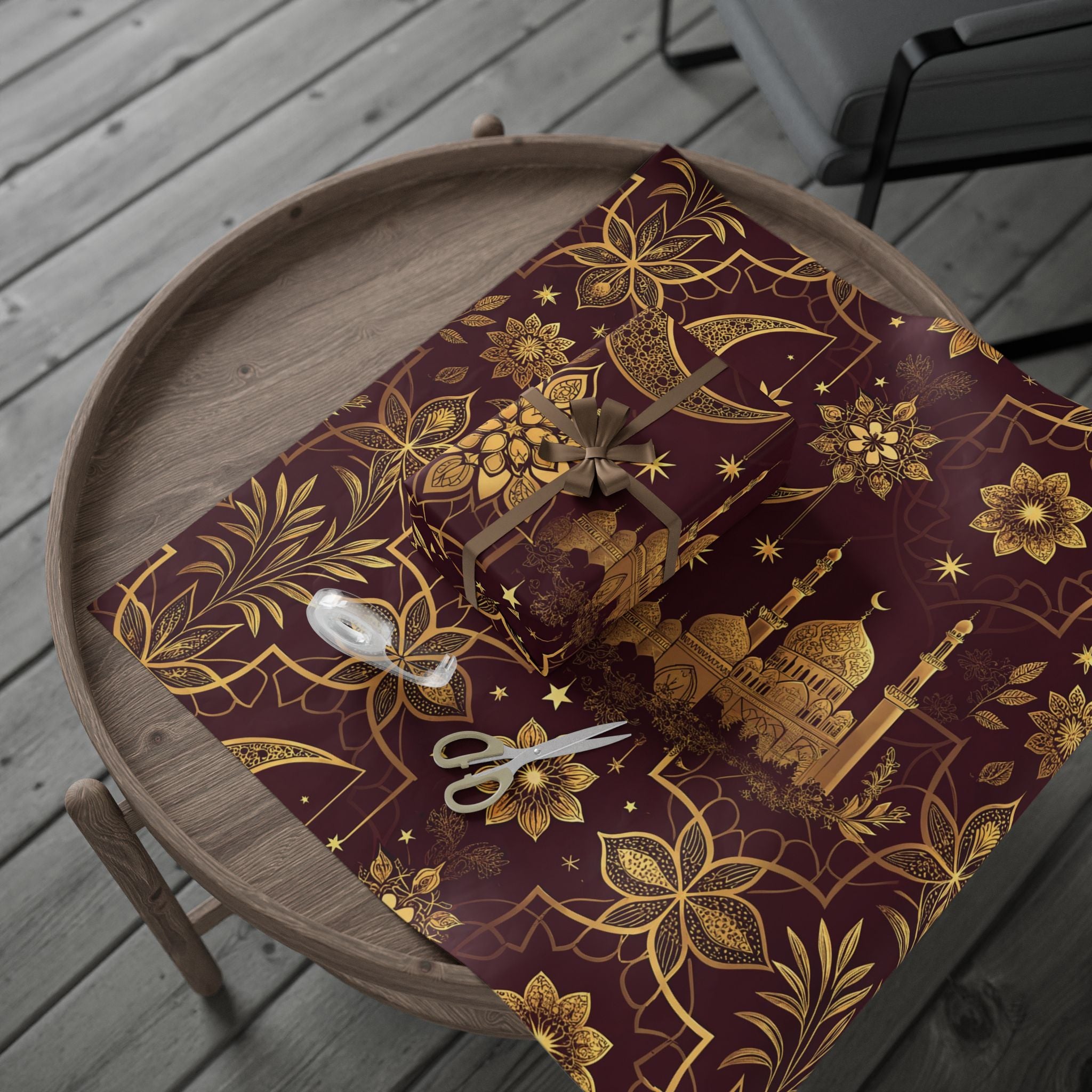 ramadan-night-wrapping-papers-islamic-crescent-moon-gift-wrap-mosque-silhouette-eid-holiday-supplies-festive-present-packagin