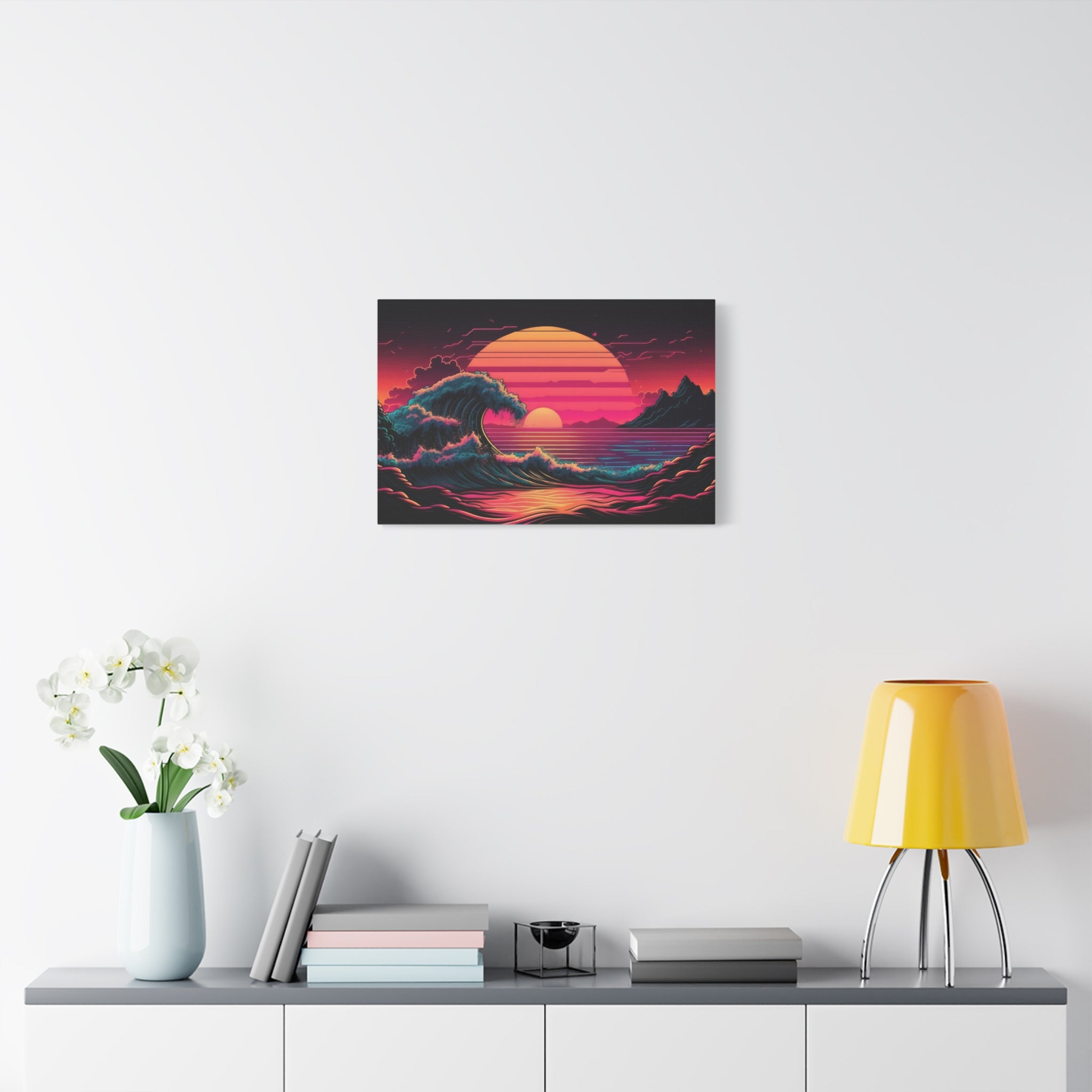 vaporwave-canvas-print-synthawave-canvas-wall-art-vaporwave-decor-retro-sunset-art-retrowave-wall-art-the-great-wave-home-art
