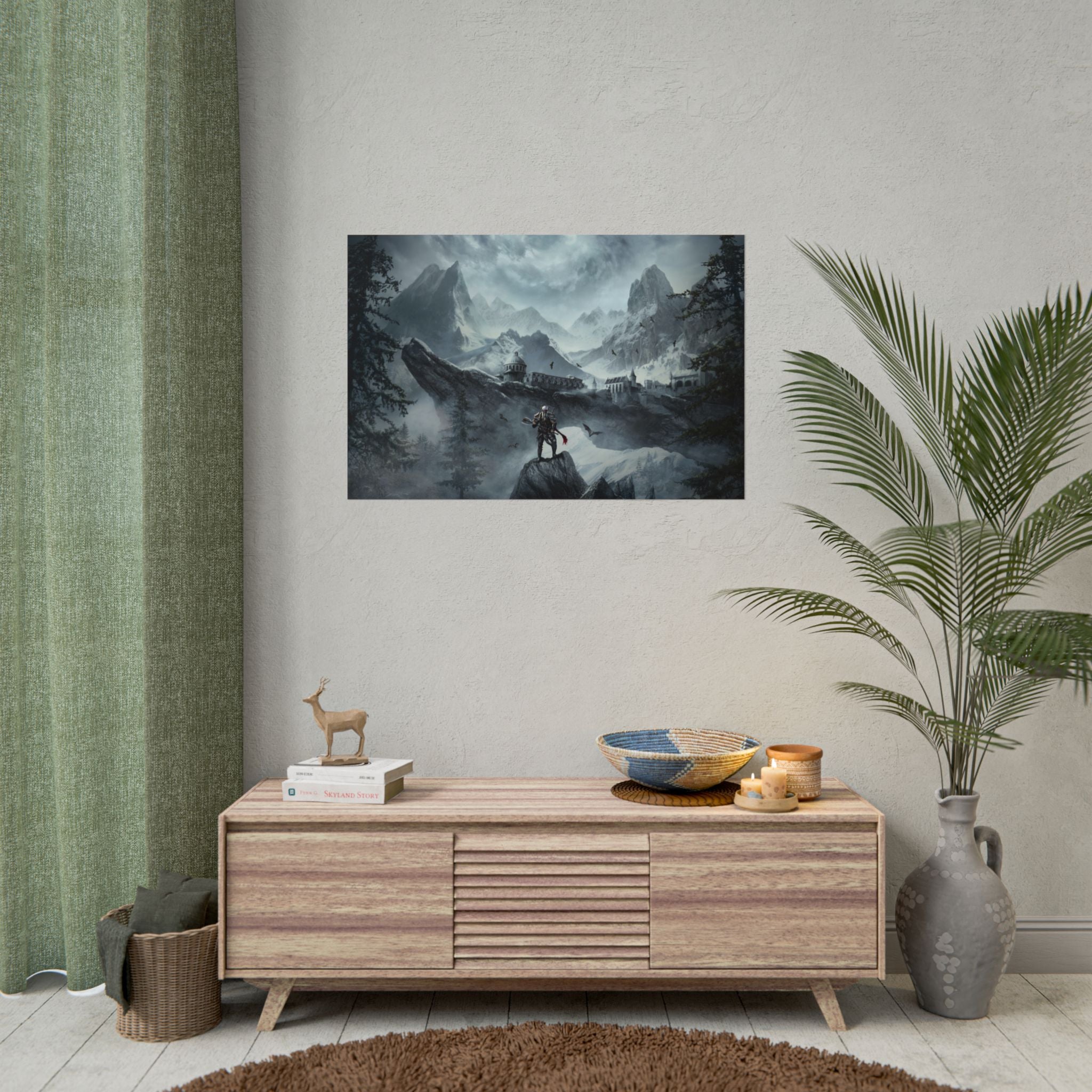 the-elder-scrolls-skyrim-poster-wall-art-dragon-game-poster-print-room-decor-viking-warrior-gaming-wall-art-sk
