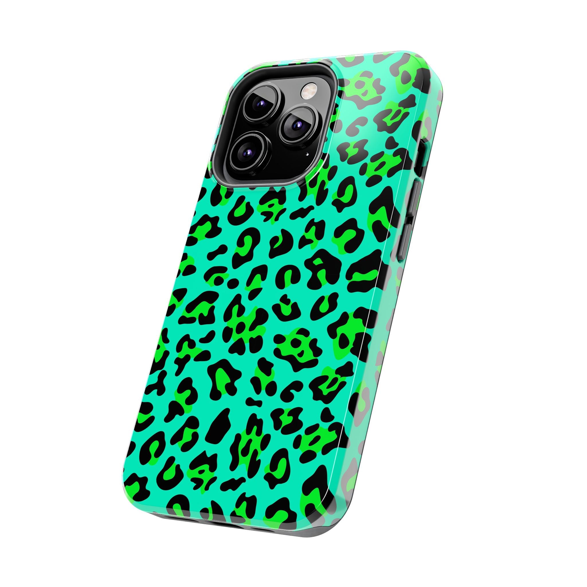 neon-green-teal-leopard-iphone-tough-case-stylish-phone-cover-protective-cellphone-case-trendy-smartphone-accessory-gift-for-