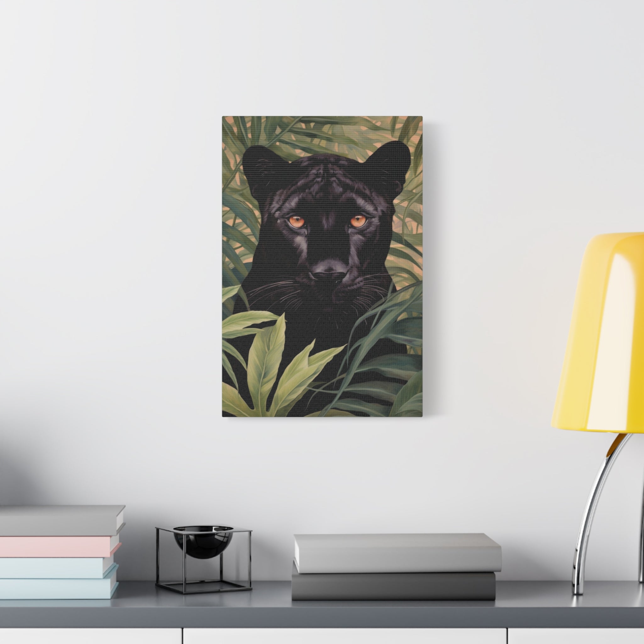 canvas-wall-art-black-panther-in-jungle-african-animal-decor-print-matte-stretched-canvas-wall-hanging-wildlife-theme
