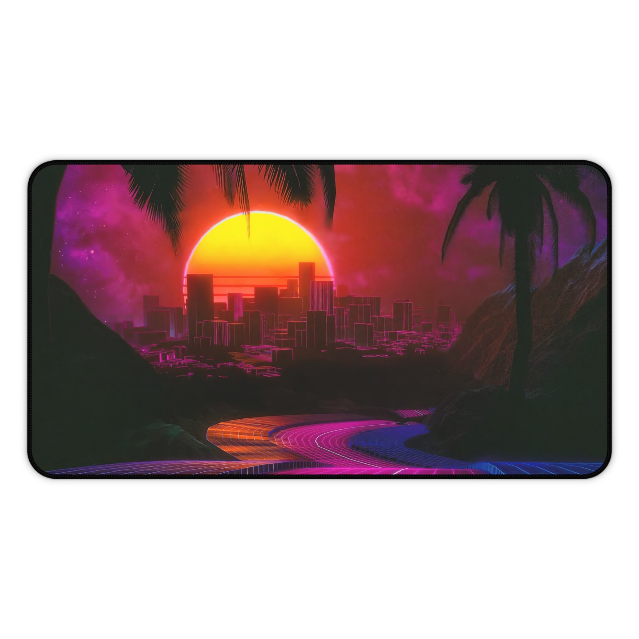 vibrant-vaporwave-los-angeles-mouse-pad-retrowave-delorean-desk-mat-neon-synthwave-desk-pad-vaporwave-sun-and-mountains-vapor