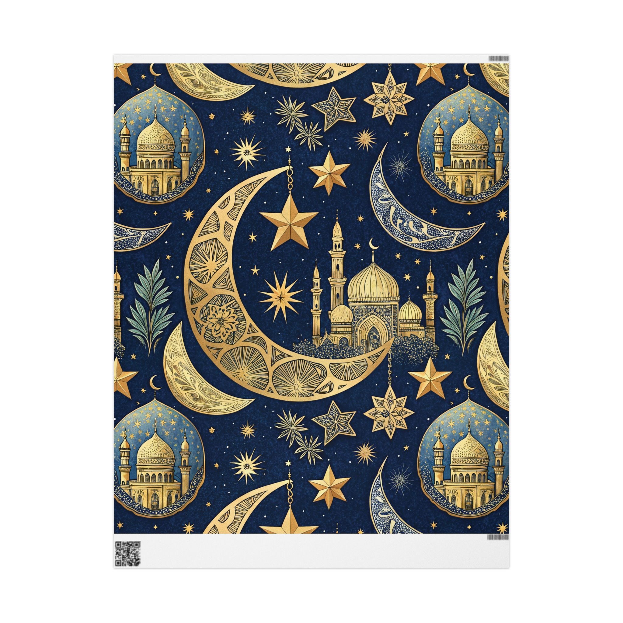 ramadan-night-wrapping-papers-islamic-crescent-moon-gift-wrap-mosque-silhouette-eid-holiday-supplies-festive-present-packagin