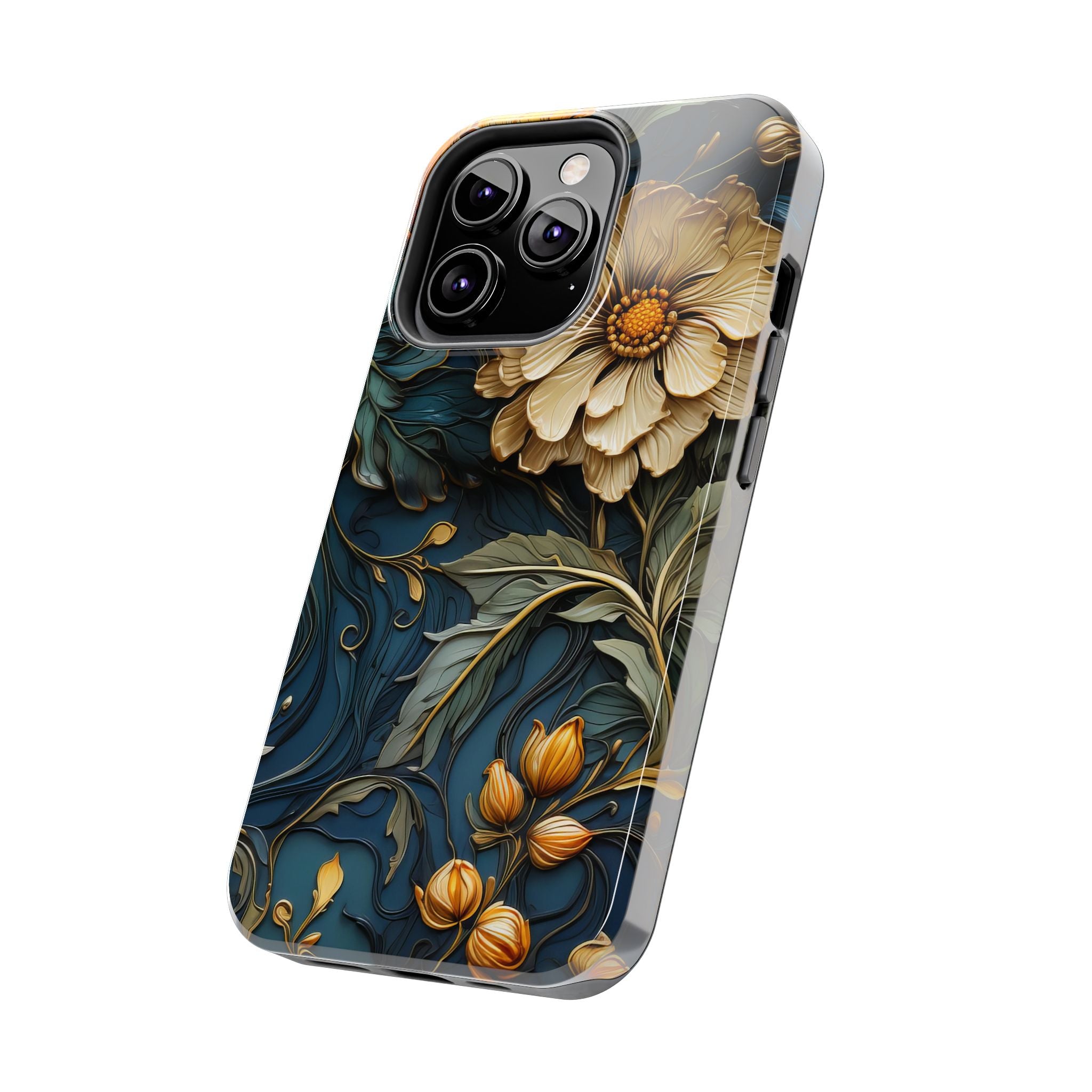textured-art-nouveau-floral-tough-phone-case-cottagecore-iphone-case-unique-floral-phone-cover-vintage-style-iphone-case-prot