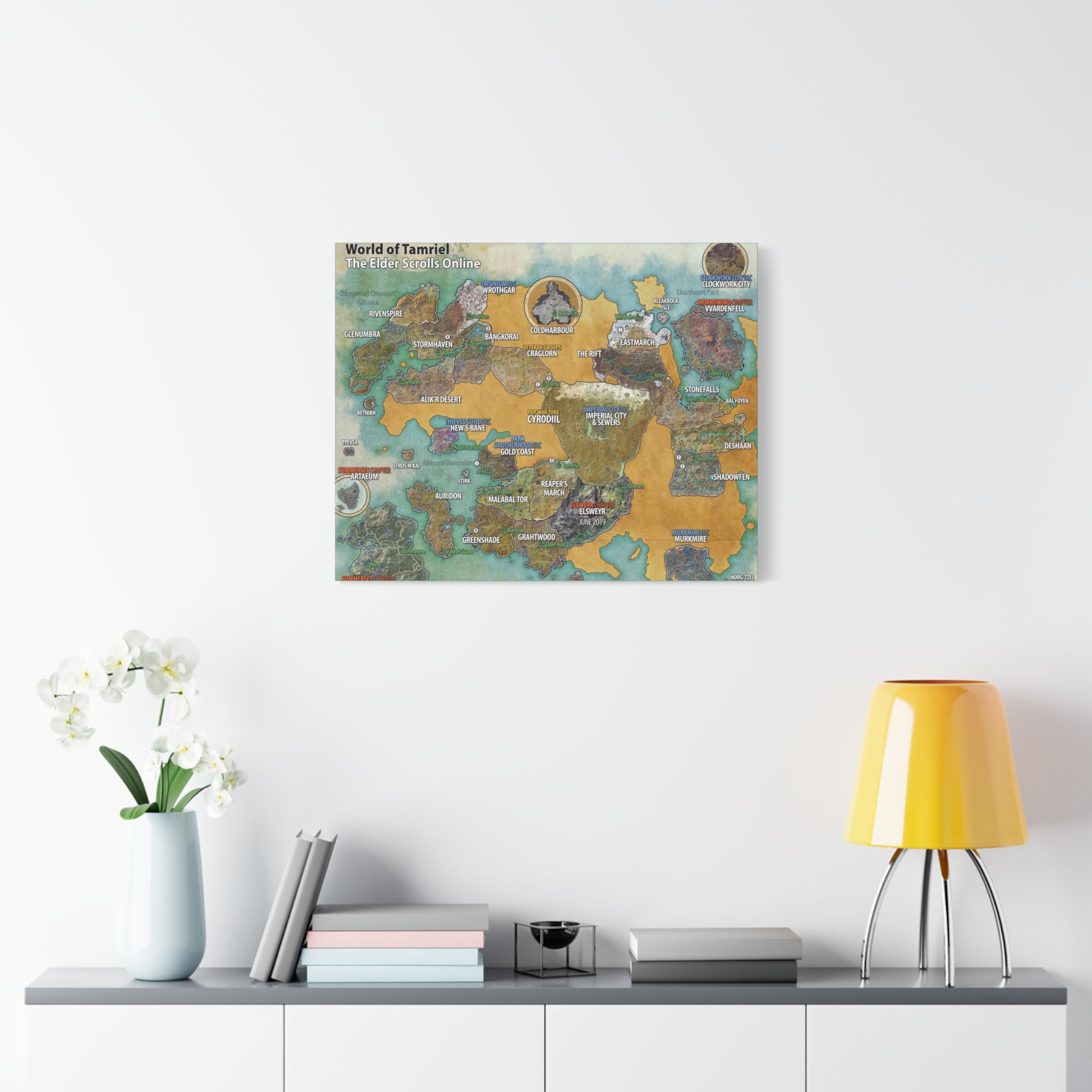 Skyrim World Map Tamriel, The Elder Scrolls Skyrim Canvas Wall Art - Dragon Game Canvas Print Room Decor, Gaming Wall Art, Skyrim Gift