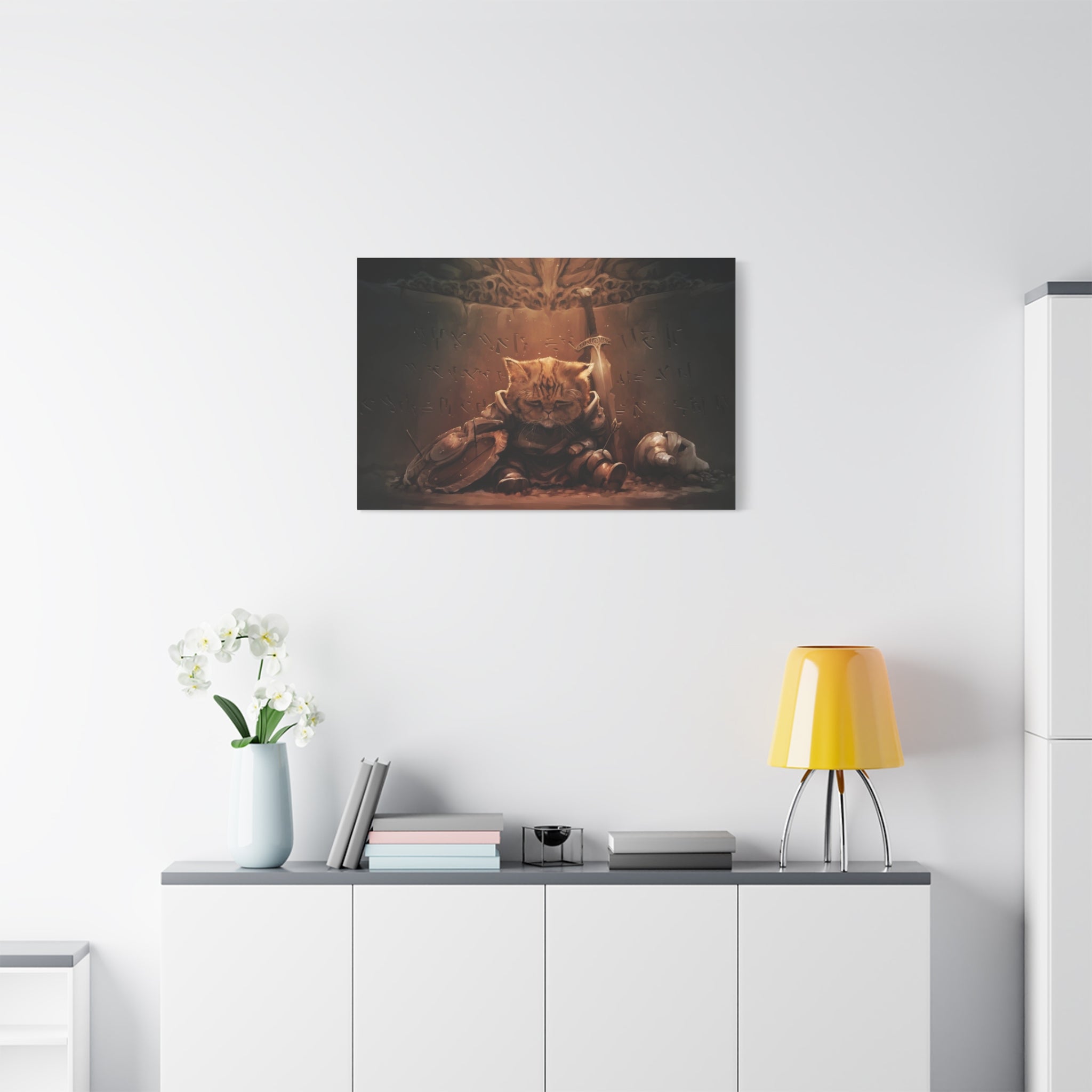 The Elder Scrolls Skyrim Canvas Wall Art - Cat Game Canvas Print Room Decor, Dragon Gaming Wall Art, Skyrim Gift