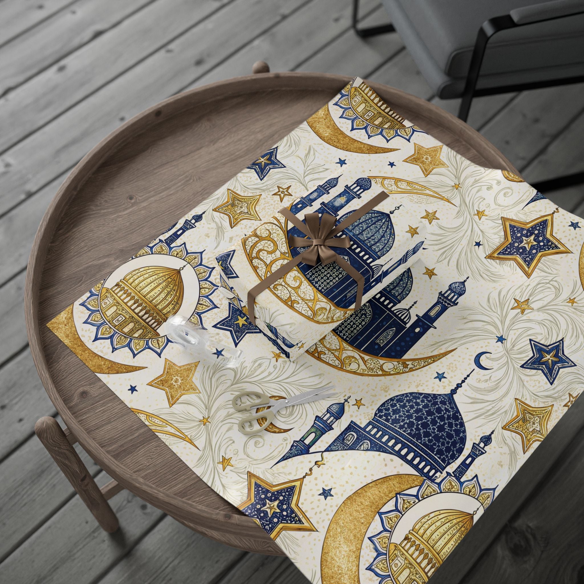 ramadan-night-wrapping-papers-islamic-crescent-moon-gift-wrap-mosque-silhouette-eid-holiday-supplies-festive-present-packagin