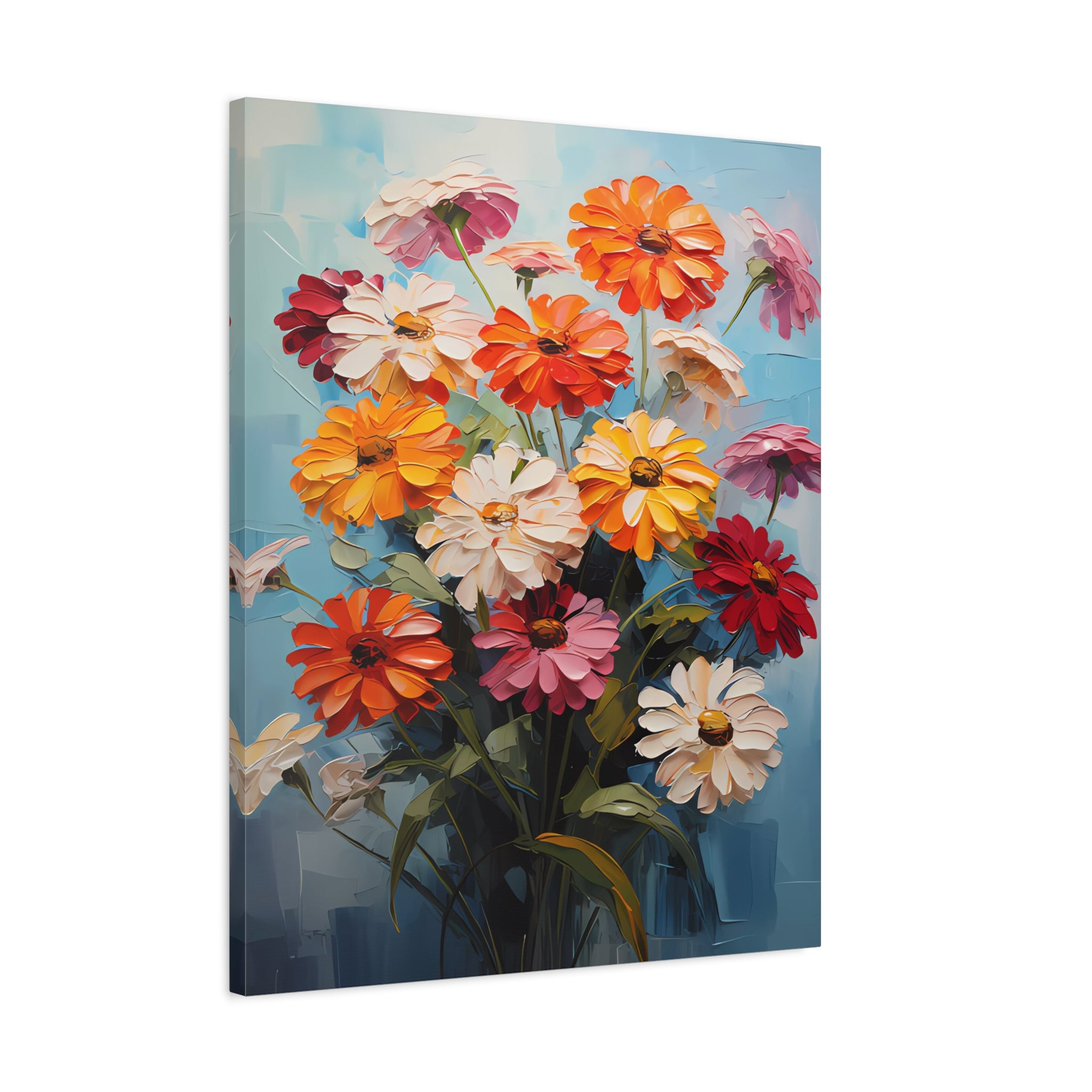 canvas-print-zinnia-flowers-impasto-matte-stretched-art-floral-wall-decor-botanical-artwork-impressionist-painting-reproducti