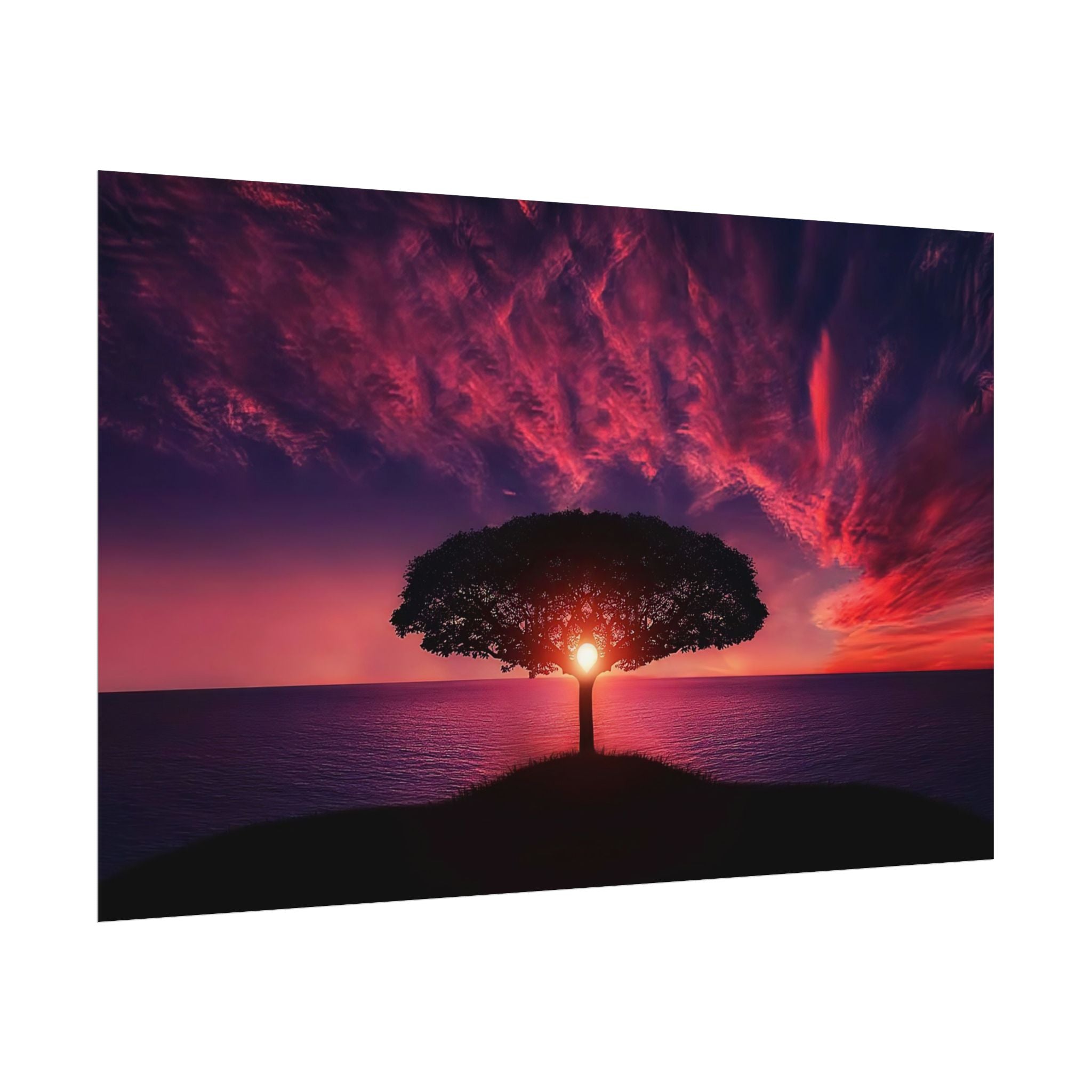 Panoramic Sunset Poster Print, Tree Wall Art, Scenery Decor, Exra Large Wall Art, Canvas Art Print, Landscape, Nature Wall Decor