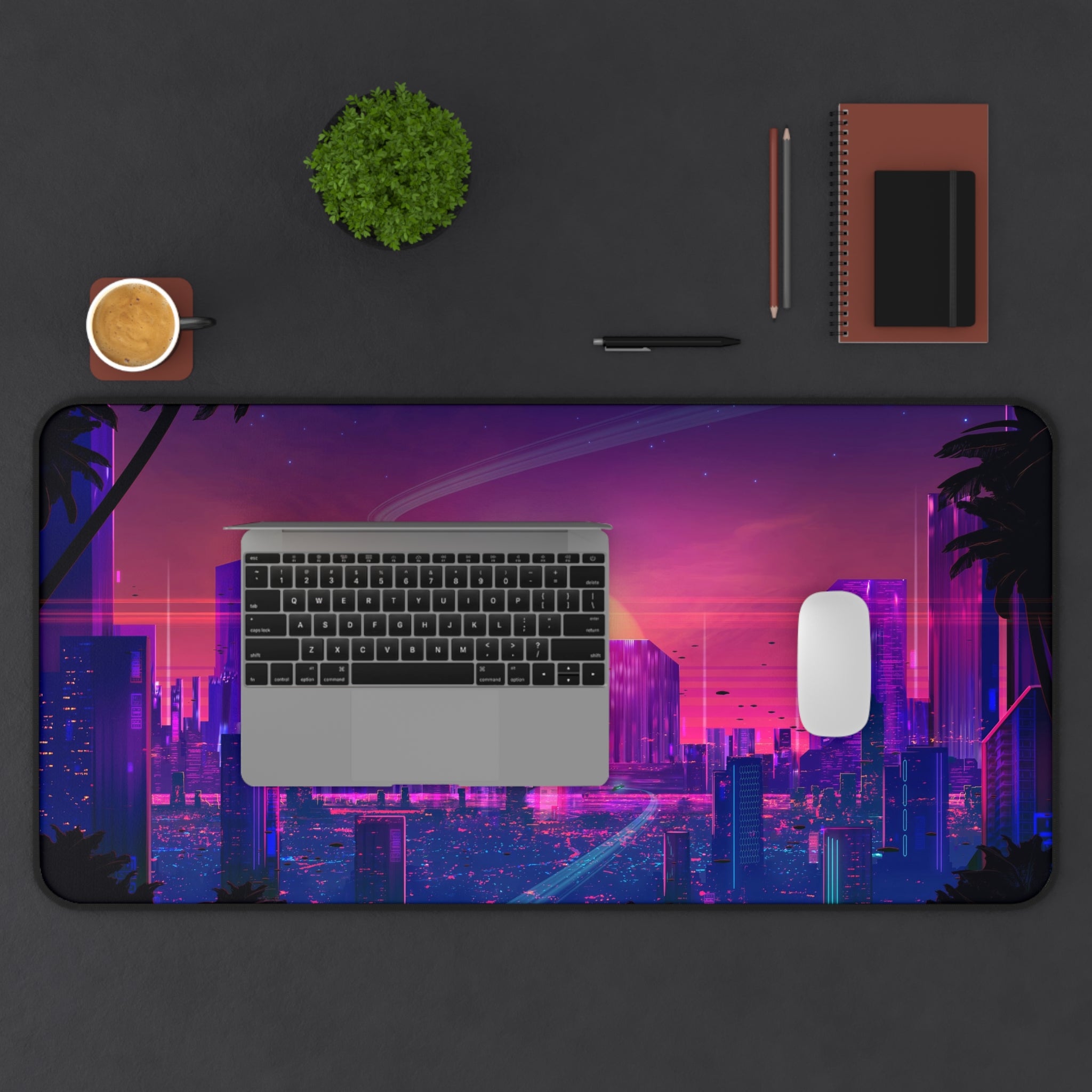 futuristic-city-sunset-vaporwave-moon-road-mouse-pad-retrowave-city-delorean-desk-mat-neon-synthwave-desk-pad