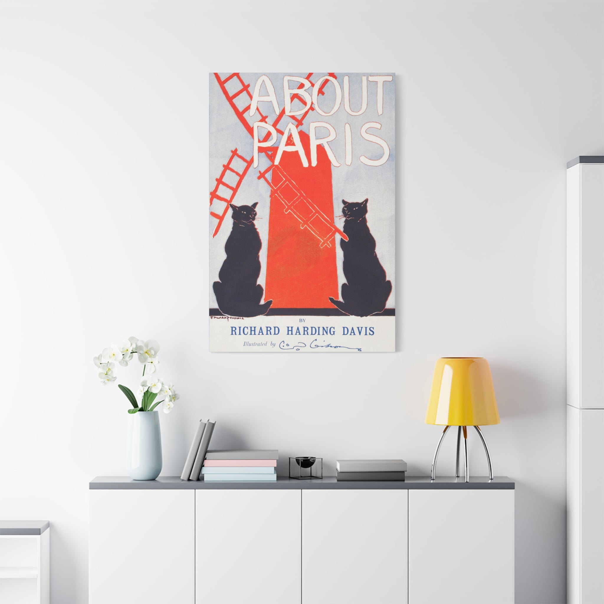 canvas-print-paris-decor-by-edward-penfield-matte-stretched-canvas-black-cats-living-room-home-decor-parisian-illustration