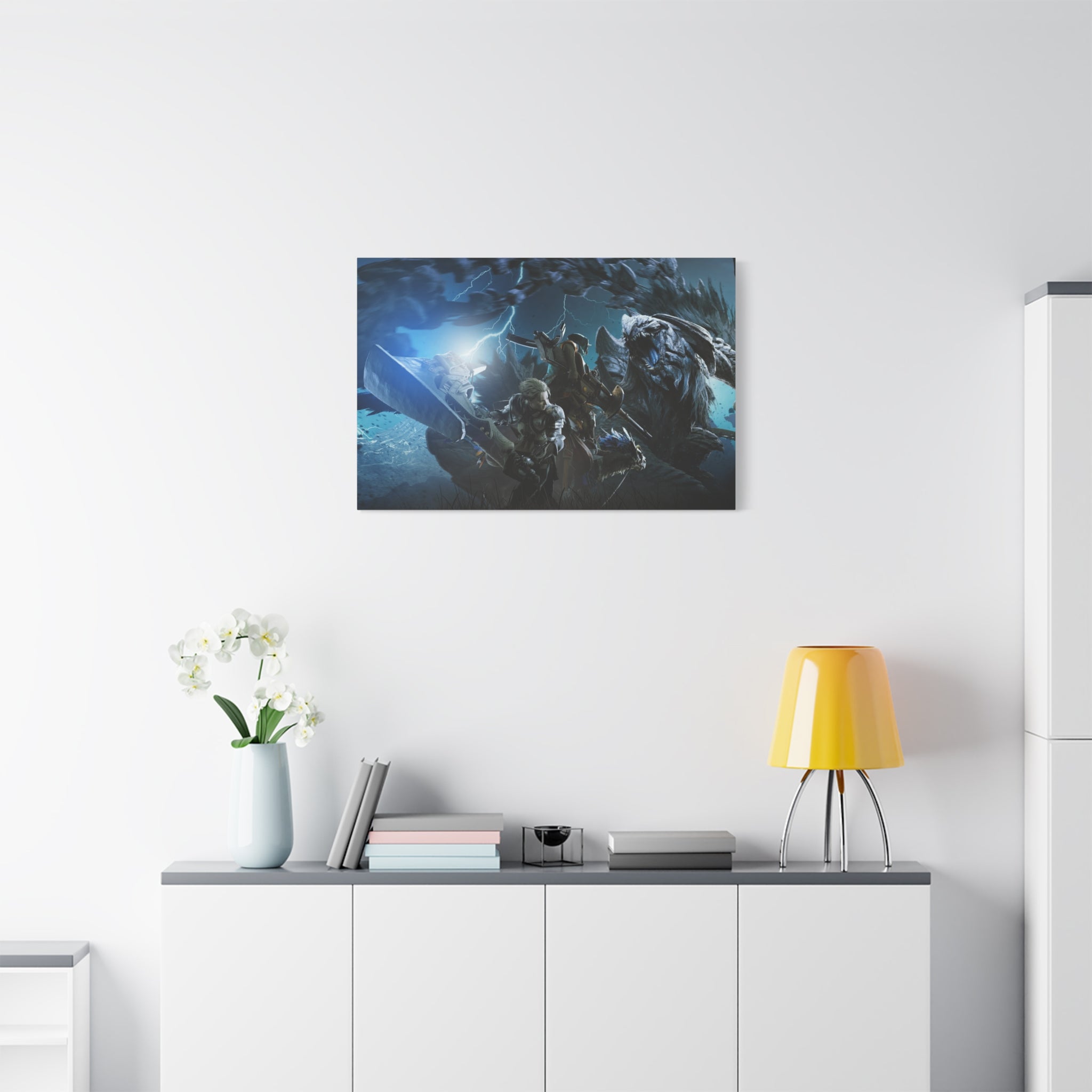 canvas-print-monster-hunter-wall-art-matte-print-stretched-canvas-1-25-home-decor-gaming-art-gamer-gift-video-game-art-hunter