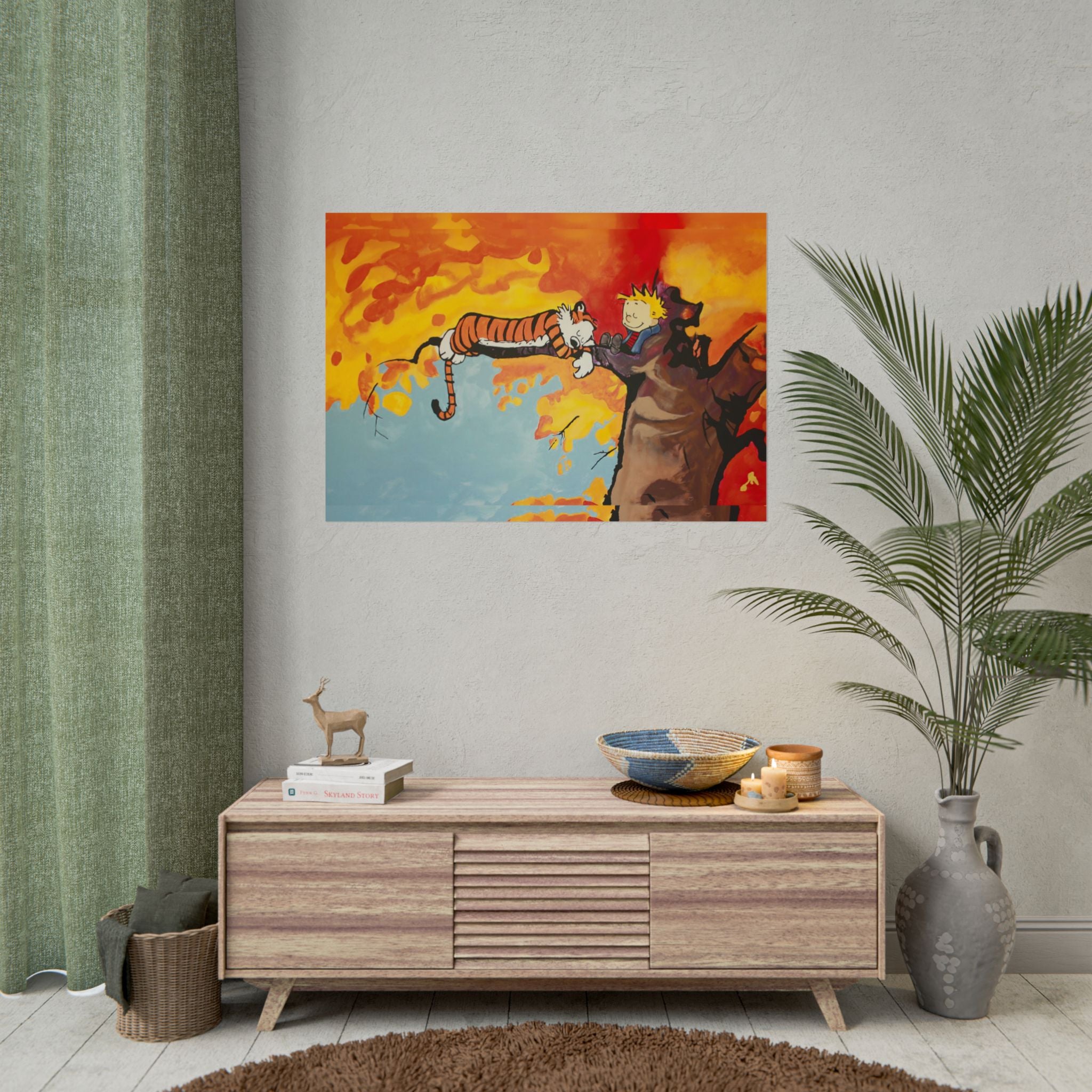 Calvin and Hobbes Art Poster - Nostalgic Cartoon Wall Decor - Unique Birthday Gift for Fans - Timeless Comic Book Design