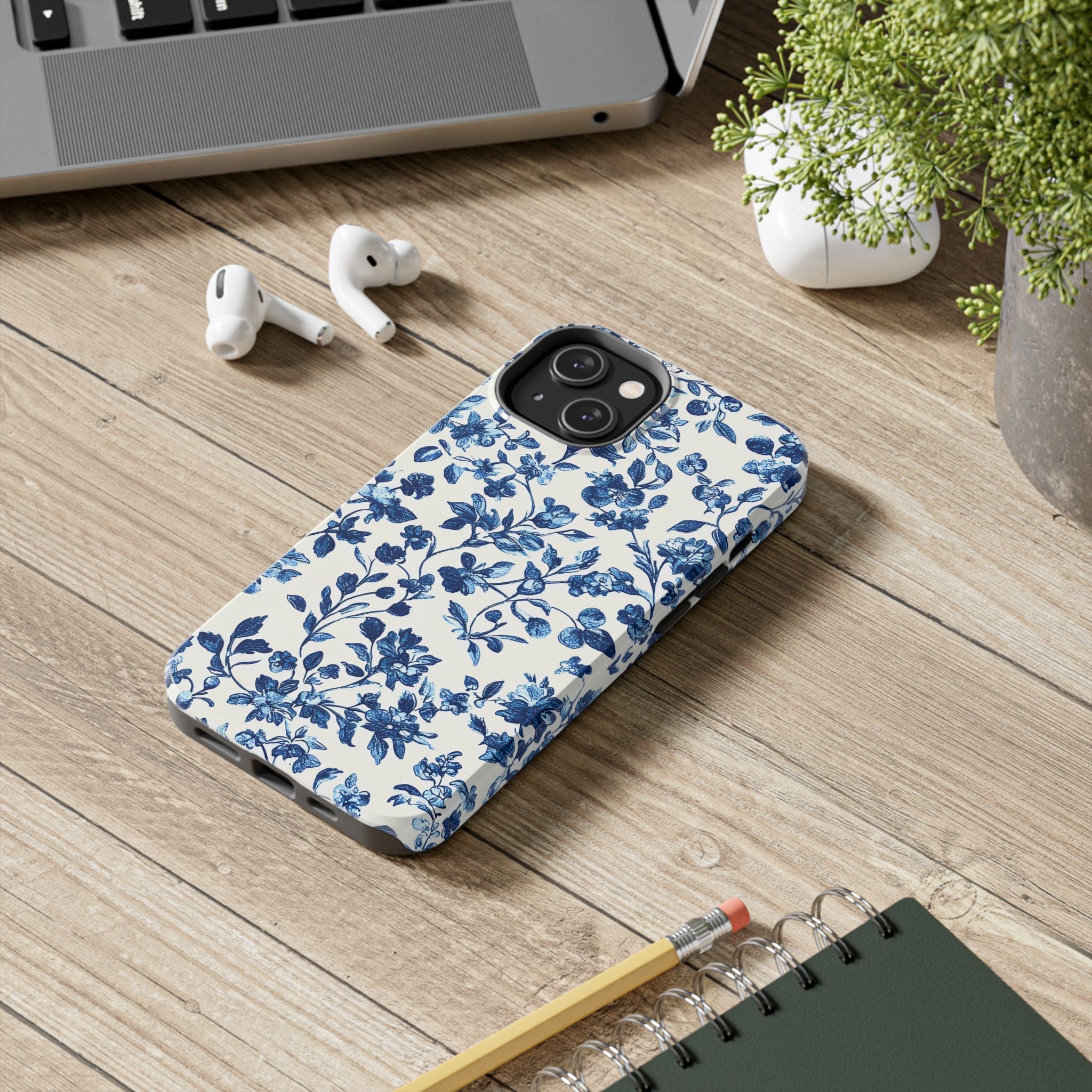 french-toile-floral-tough-phone-case-blue-phone-cover-protective-iphone-case-hard-shell-cellphone-case-vintage-design-phone-c