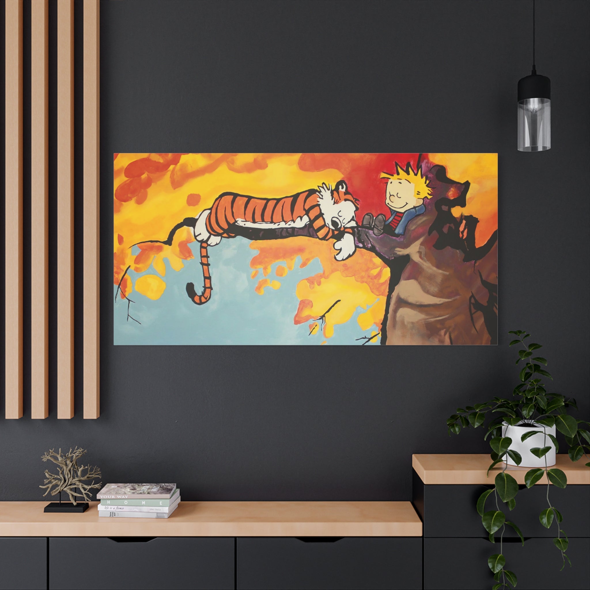 Calvin and Hobbes Canvas Wall Art - Nostalgic Comic Strip Poster for Nursery & Kids Room Decor - Friendship Theme Gift Idea