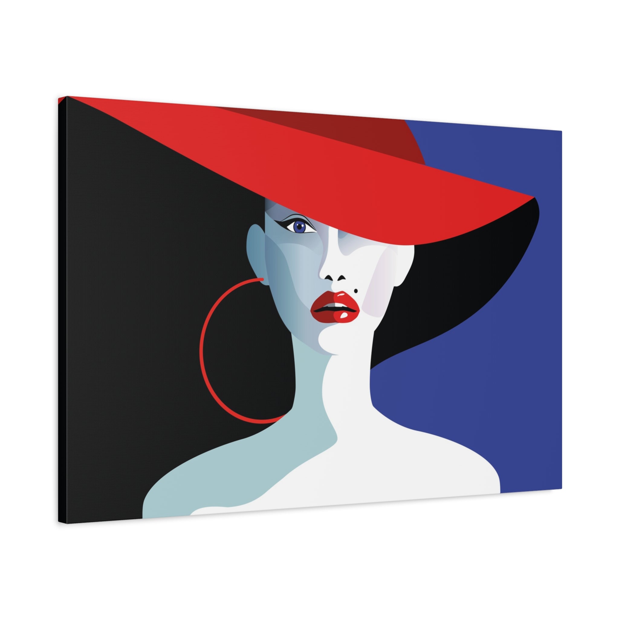 canvas-print-wall-decor-woman-hat-style-lips-art-matte-canvas-stretched-home-decor-room-decor-art-poster-fashion-art-gift