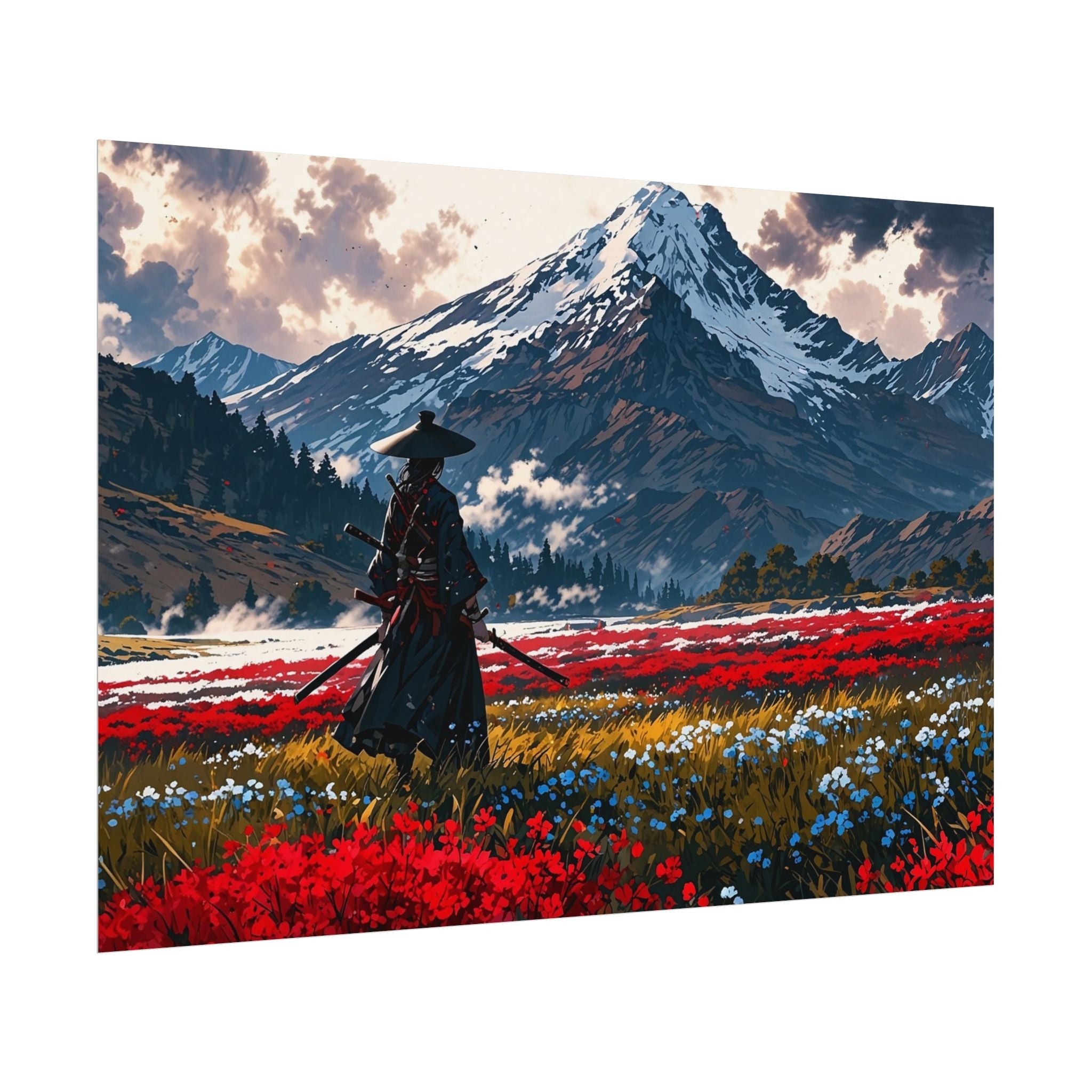 Samurai Canvas Print - Katana Japanese Artwork, Asian Decor, Samurai Warrior Poster, Anime Poster