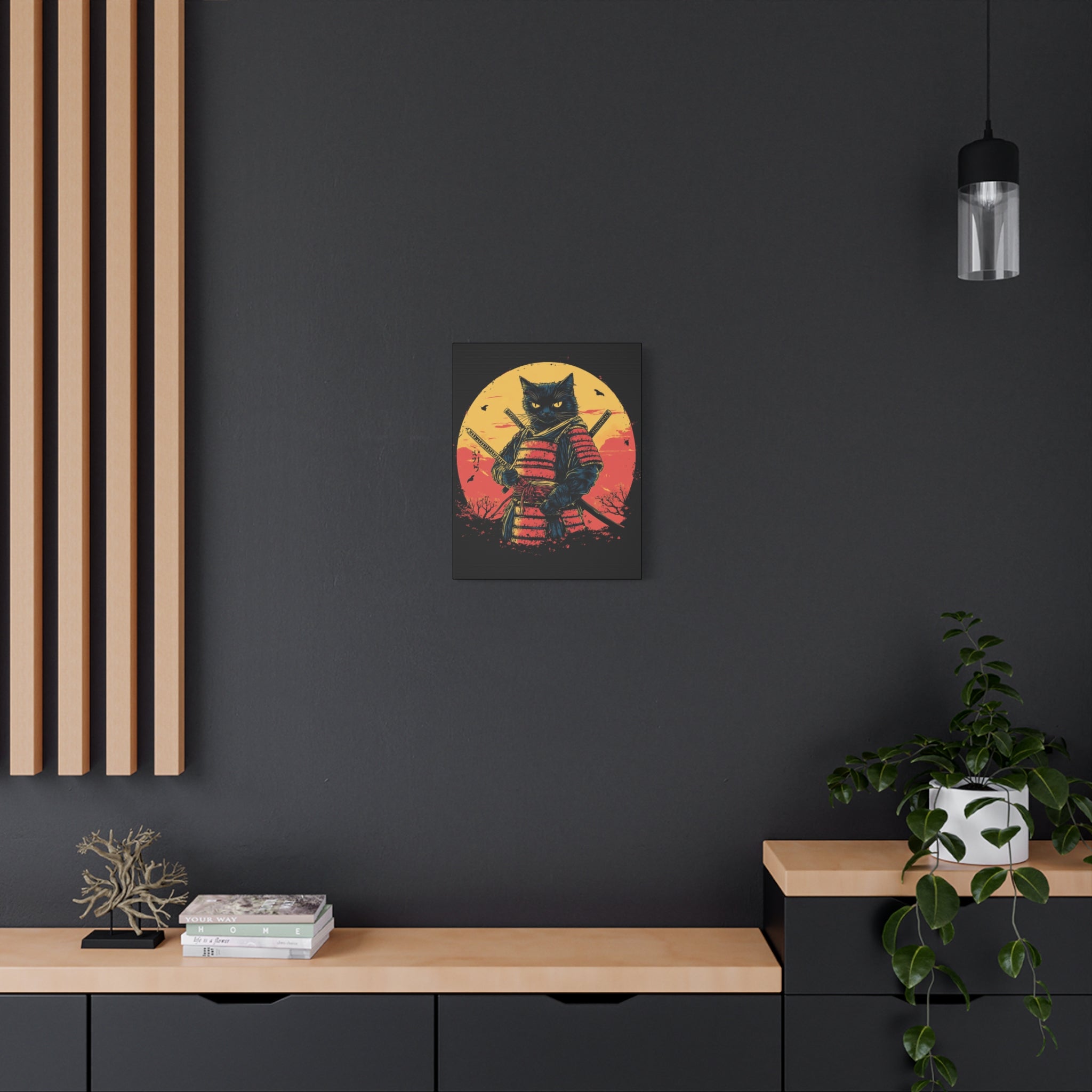 canvas-wall-art-samurai-cat-japanese-style-sunset-retro-wall-decor-stretched-matte-canvas-wall-hanging-home-decor-retro-wall-