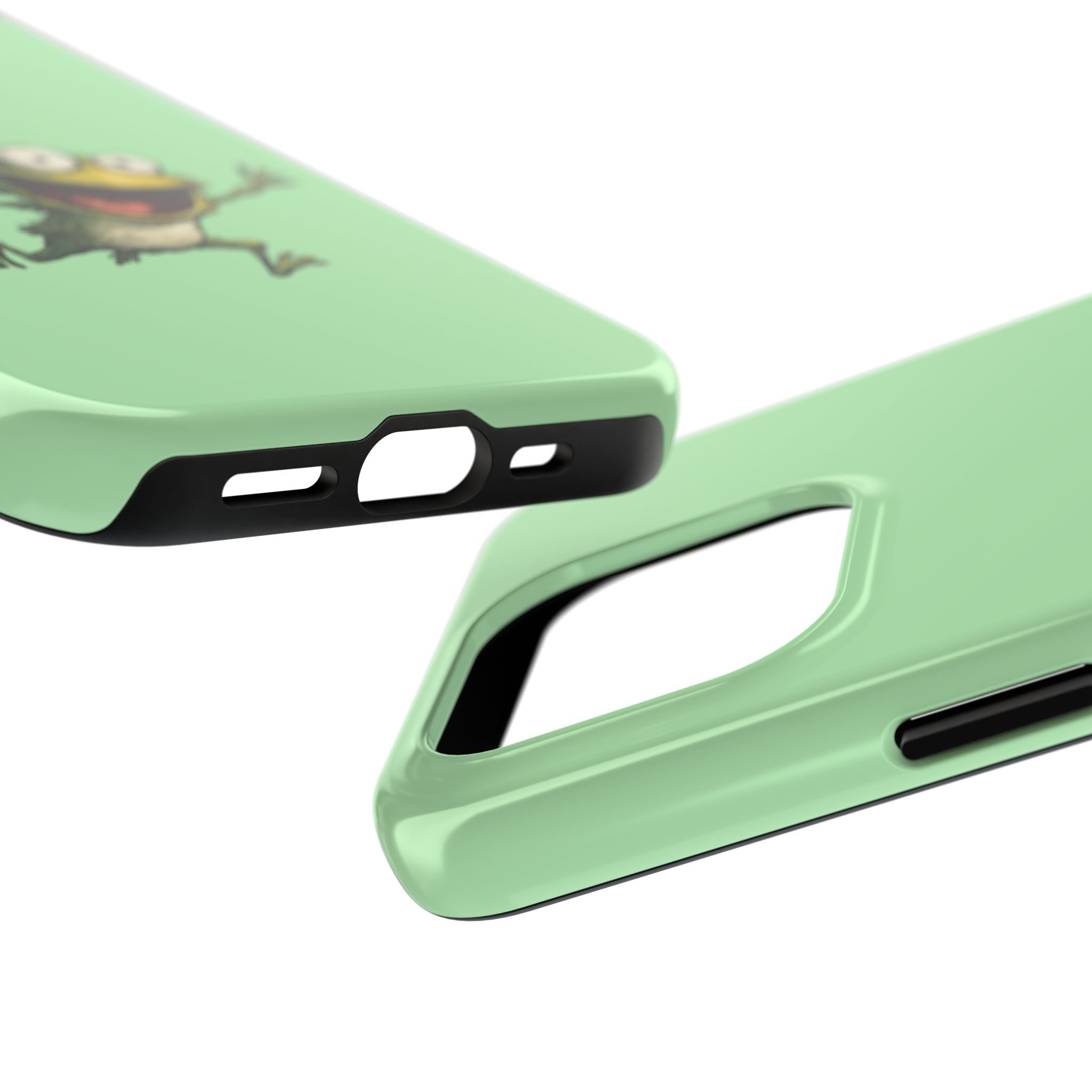 Quirky Funny Frog iPhone Tough Case - Kawaii Animal Phone Cover - Frog Protective Phone Cover - Green iPhone Case