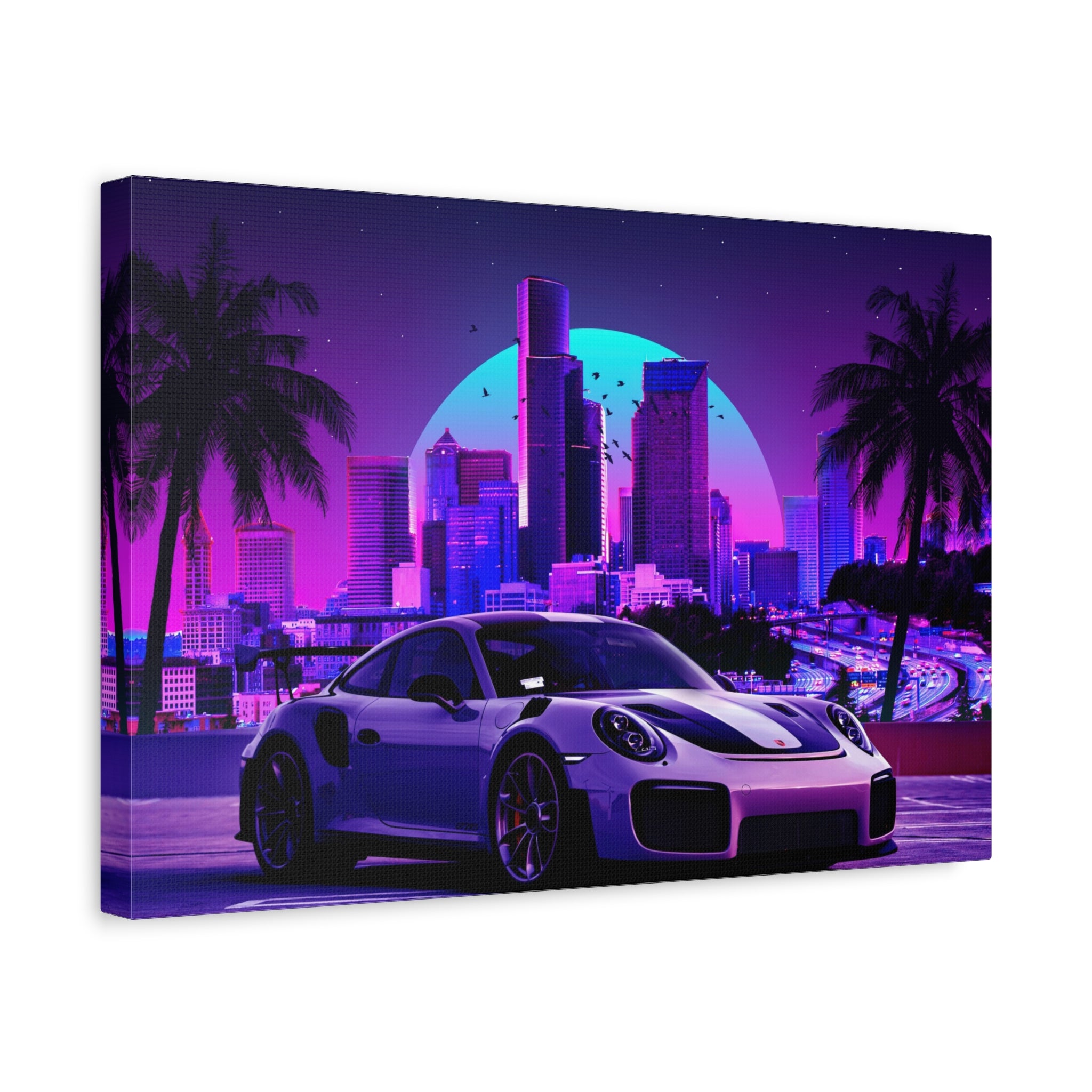 canvas-print-porsche-gt2-neon-retro-cityscape-cyberpunk-vaporwave-home-decor-wall-art-stretched-matte-canvas-canvas-wall-art