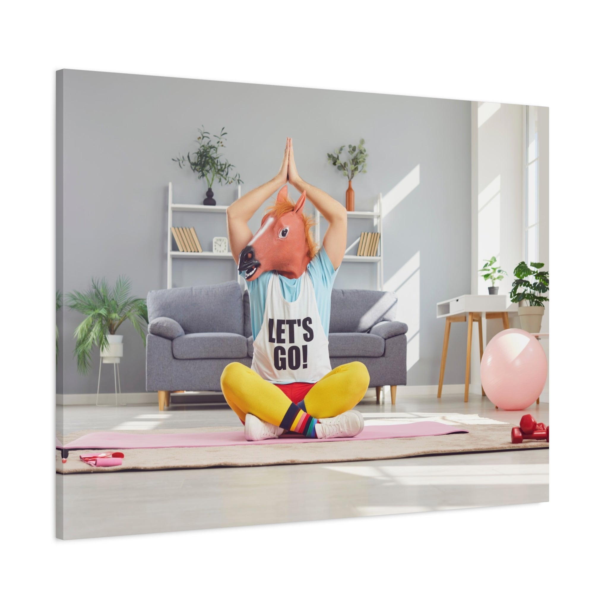 yoga-canvas-funny-horse-mask-matte-wall-art-stretched-decoration-home-decor-gift-poster-print-artwork