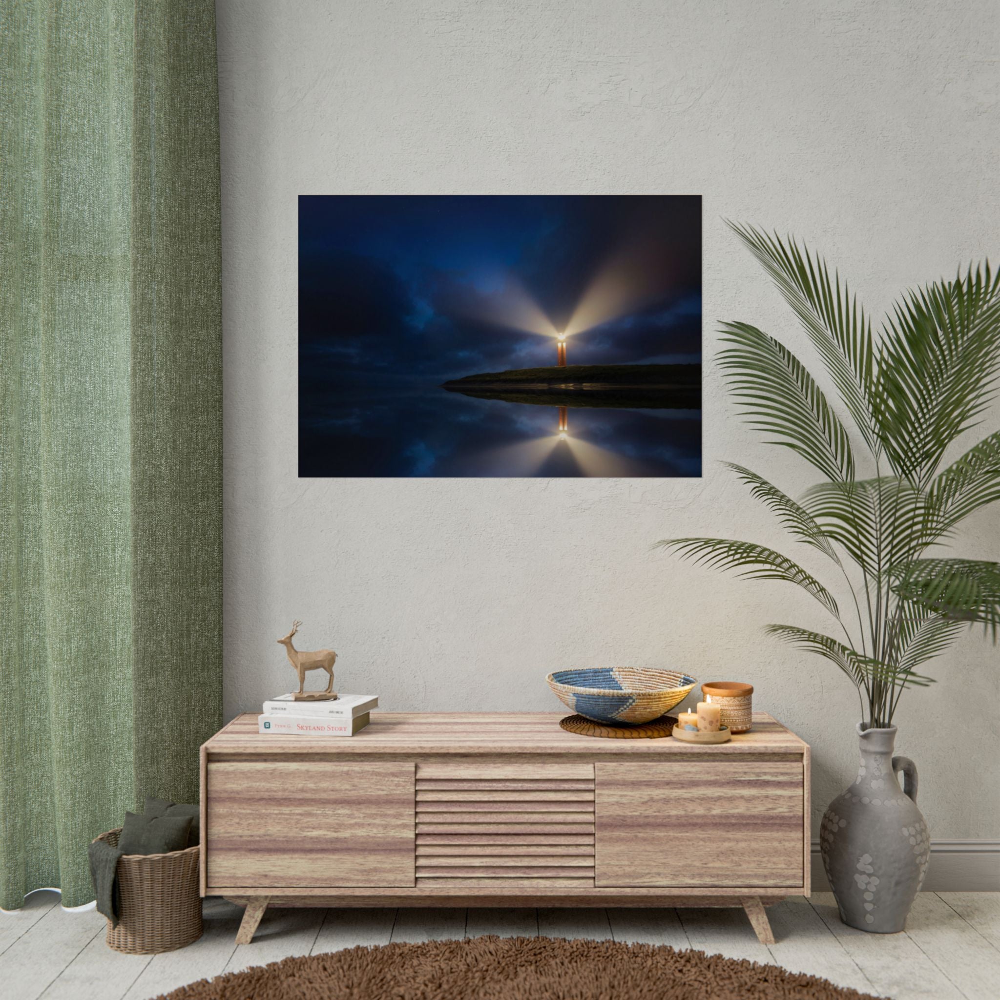 lighthouse-on-rock-poster-wall-art-coastal-wall-decor-nautical-decor-beach-house-decoration-seaside-wall