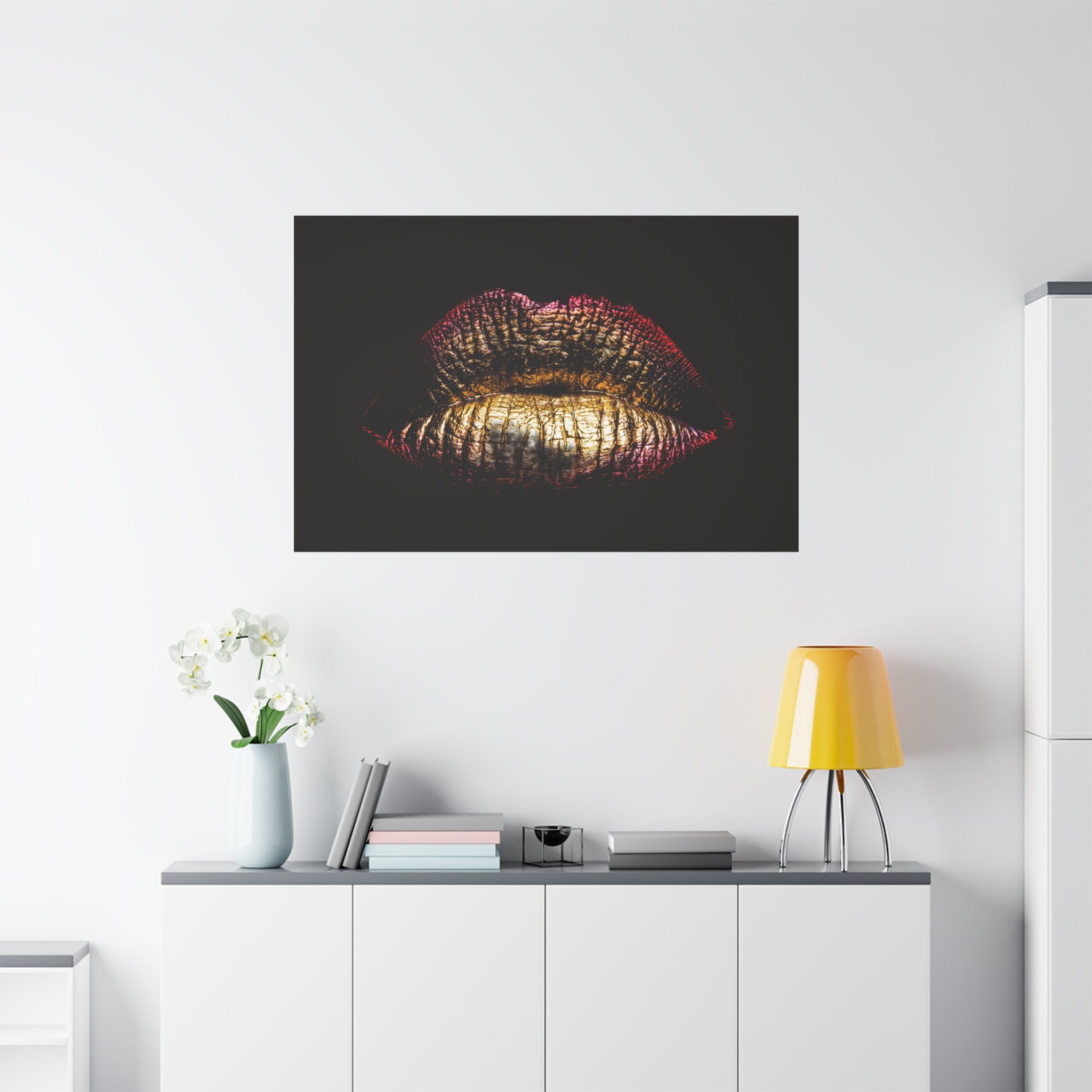 canvas-print-female-art-makeup-glamour-metallic-bronze-lip-contour-stretched-matte-wall-art-poster-home-decor-gift-for-her-be