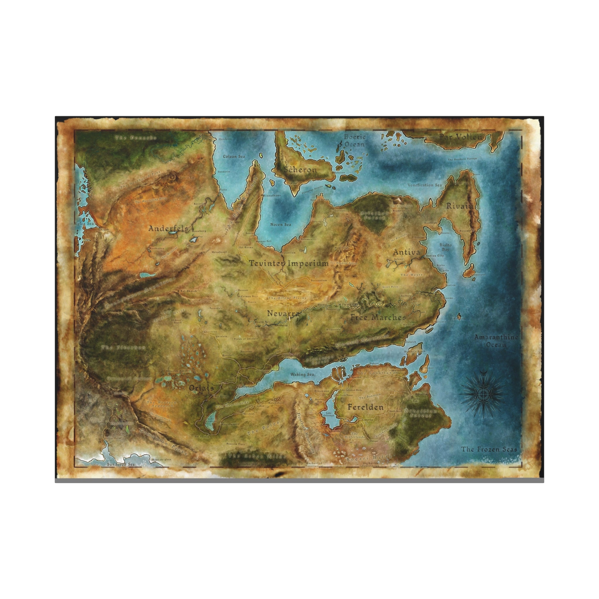 Dragon Age World Map Canvas Art - Fantasy Decor for Gamers, Gaming Wall Decor, Dragon Age Canvas Print