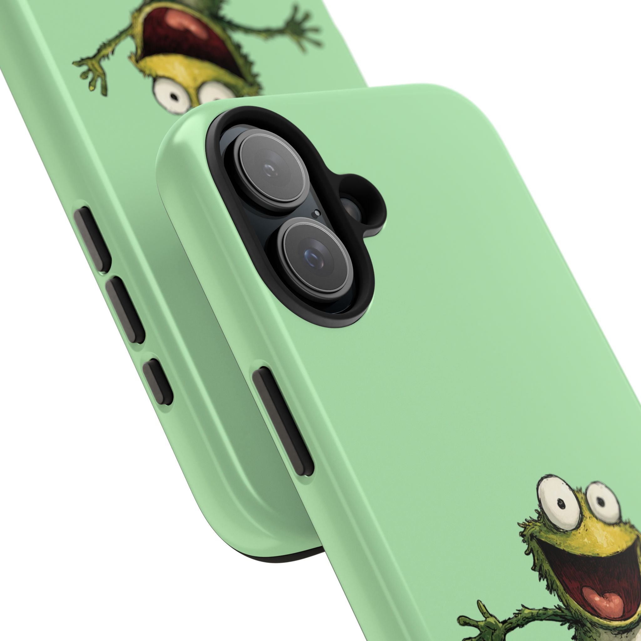 Quirky Funny Frog iPhone Tough Case - Kawaii Animal Phone Cover - Frog Protective Phone Cover - Green iPhone Case