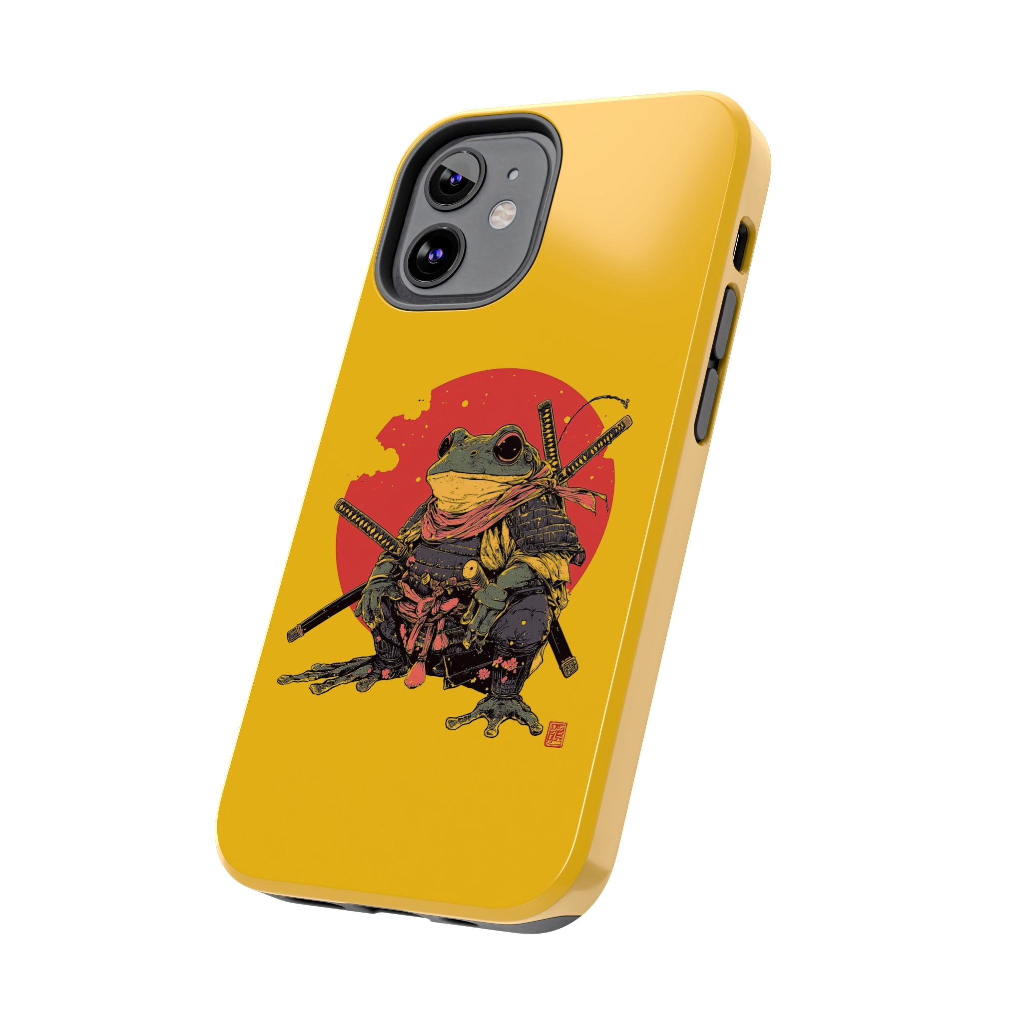 retro-vintage-ninja-frog-iphone-tough-case-red-sun-japanese-samurai-frog-design-ninja-warrior-yellow-iphone-hard-cover