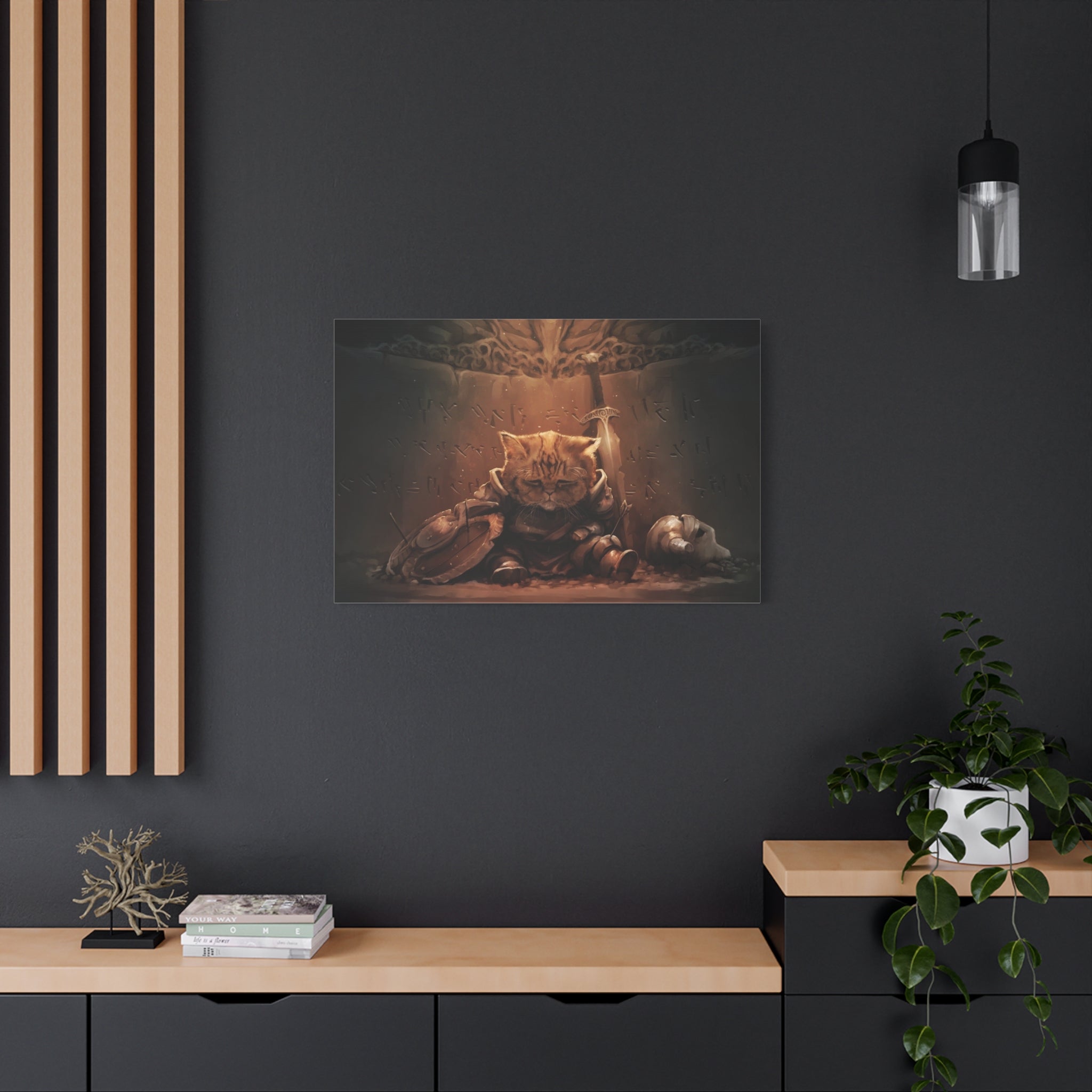 The Elder Scrolls Skyrim Canvas Wall Art - Cat Game Canvas Print Room Decor, Dragon Gaming Wall Art, Skyrim Gift