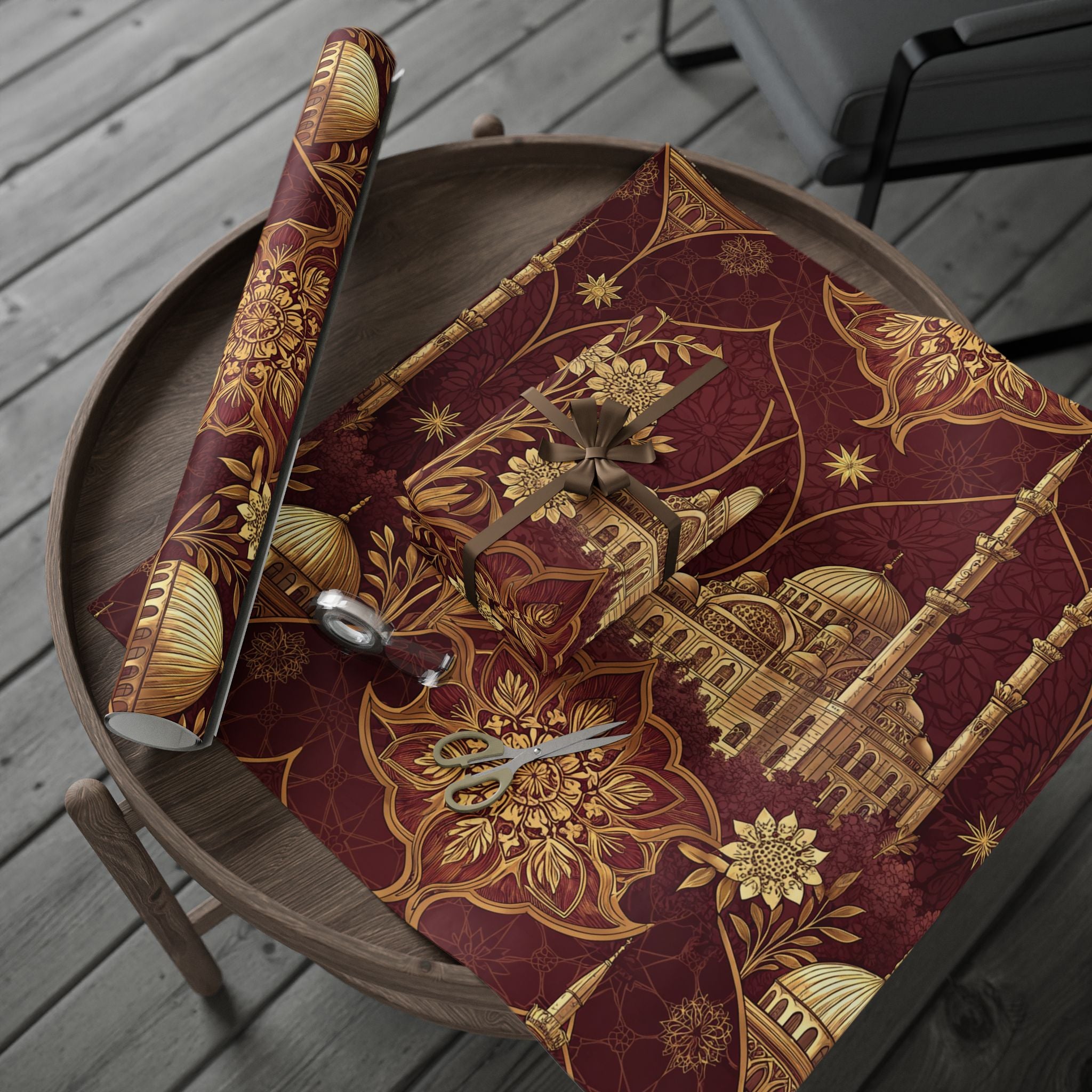 ramadan-night-wrapping-papers-islamic-crescent-moon-gift-wrap-mosque-silhouette-eid-holiday-supplies-festive-present-packagin