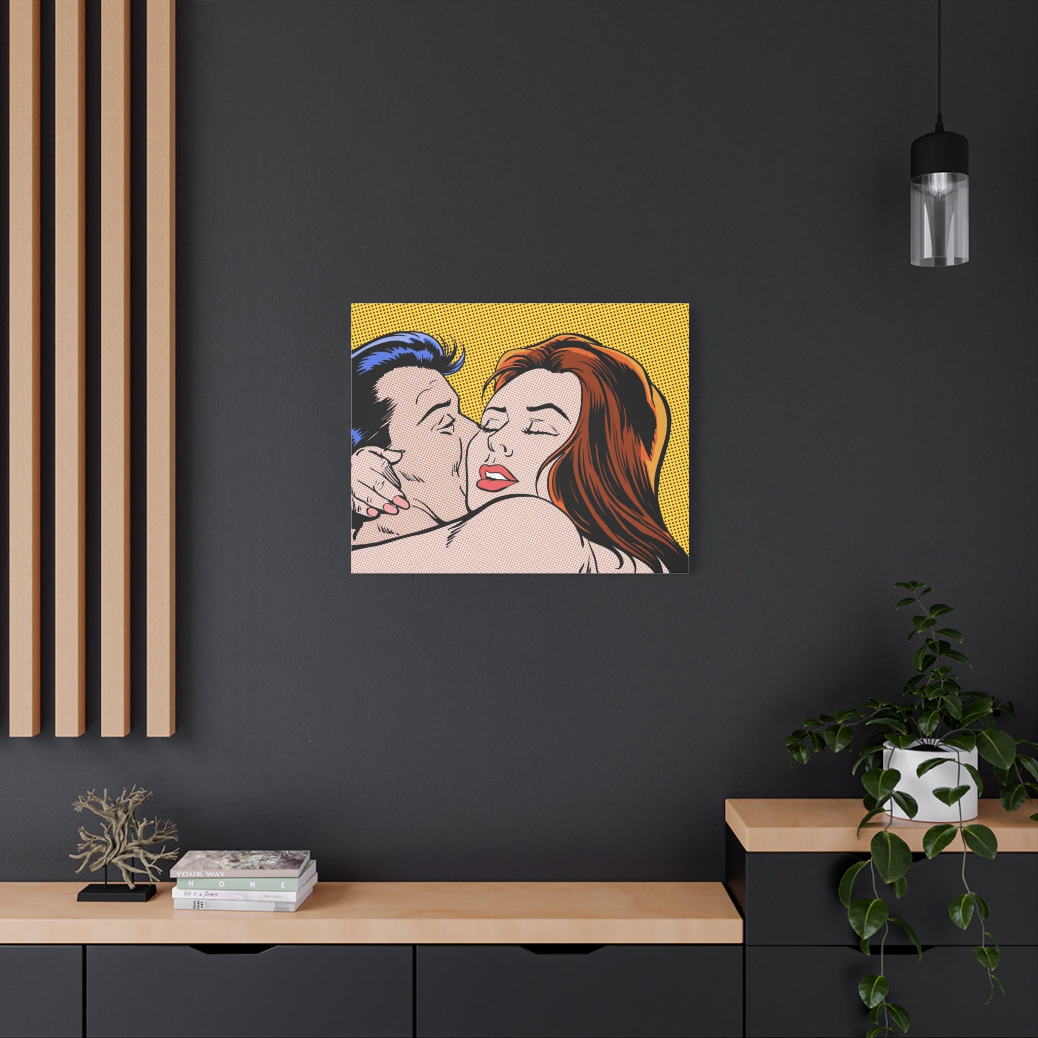 pop-art-canvas-print-retro-wall-art-stretched-matte-canvas-kiss-love-home-decor-wall-decor-poster-decorative-art-gift