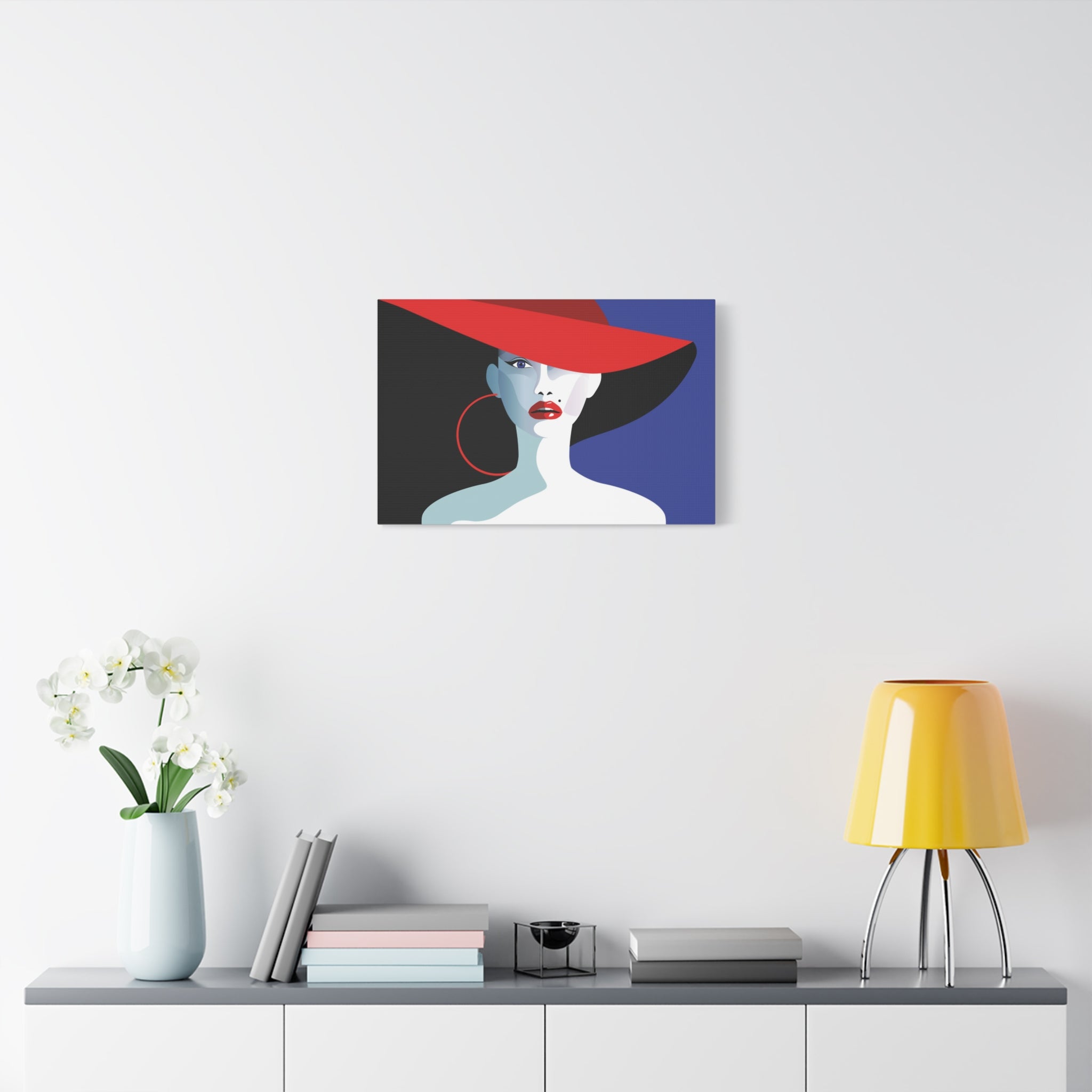 canvas-print-wall-decor-woman-hat-style-lips-art-matte-canvas-stretched-home-decor-room-decor-art-poster-fashion-art-gift