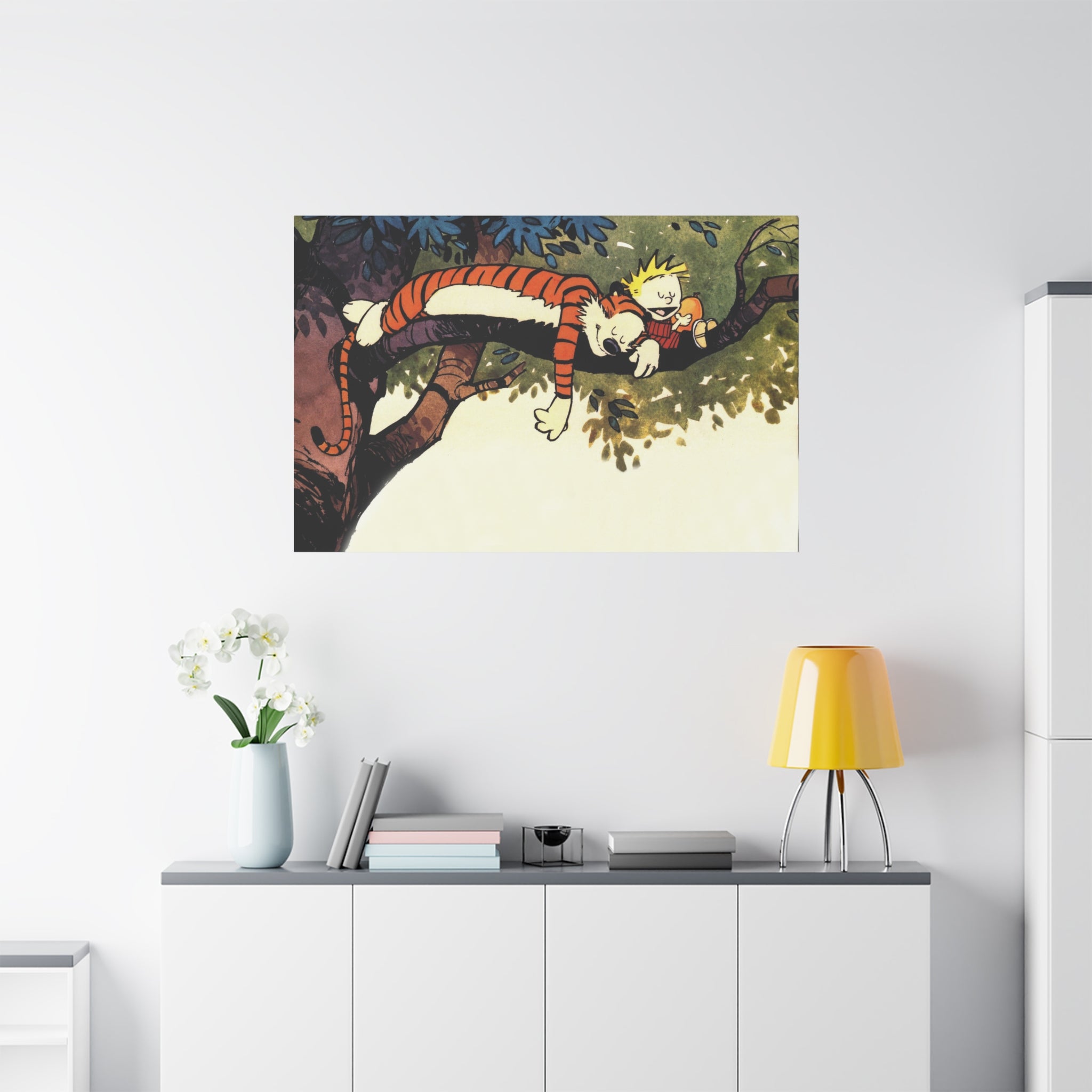 Calvin and Hobbes Canvas Wall Art - Nostalgic Comic Book Poster for Kids Room & Nursery Room Decor - Adventure Theme Print