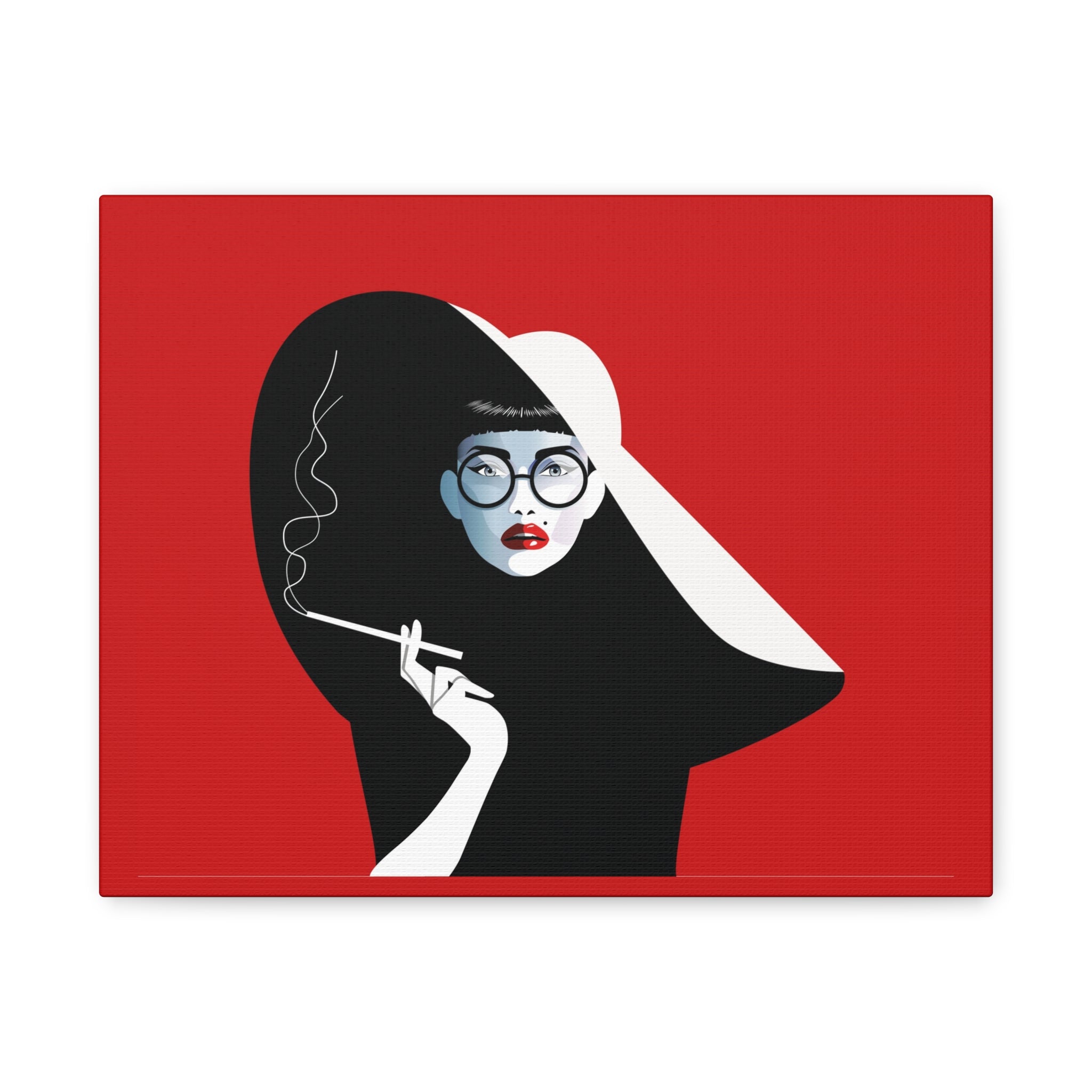 canvas-print-woman-smoking-cigarettes-wall-decor-woman-with-a-hat-style-stretched-matte-canvas-home-decor-living-room