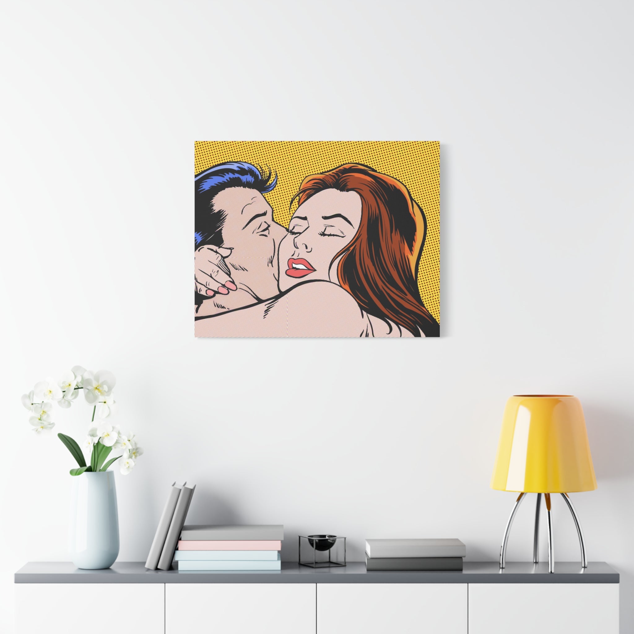 pop-art-canvas-print-retro-wall-art-stretched-matte-canvas-kiss-love-home-decor-wall-decor-poster-decorative-art-gift