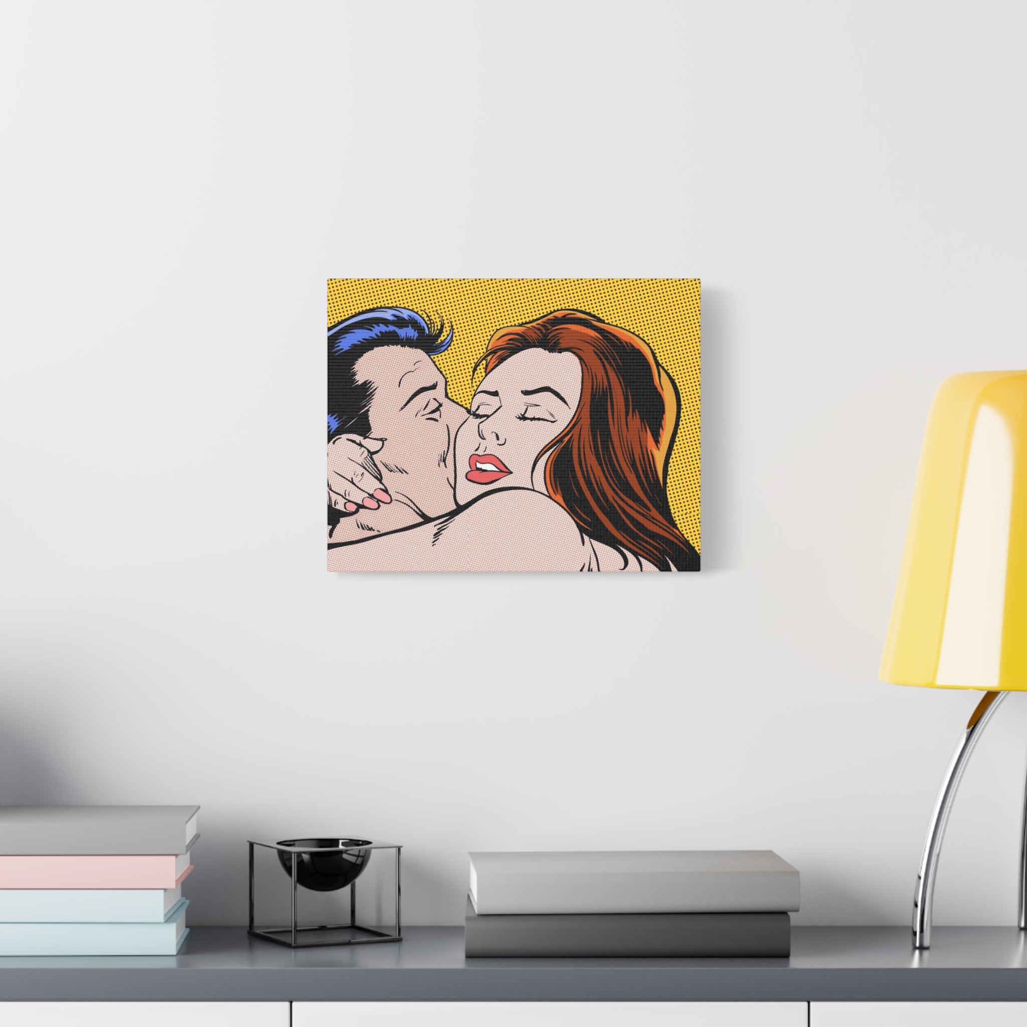 pop-art-canvas-print-retro-wall-art-stretched-matte-canvas-kiss-love-home-decor-wall-decor-poster-decorative-art-gift