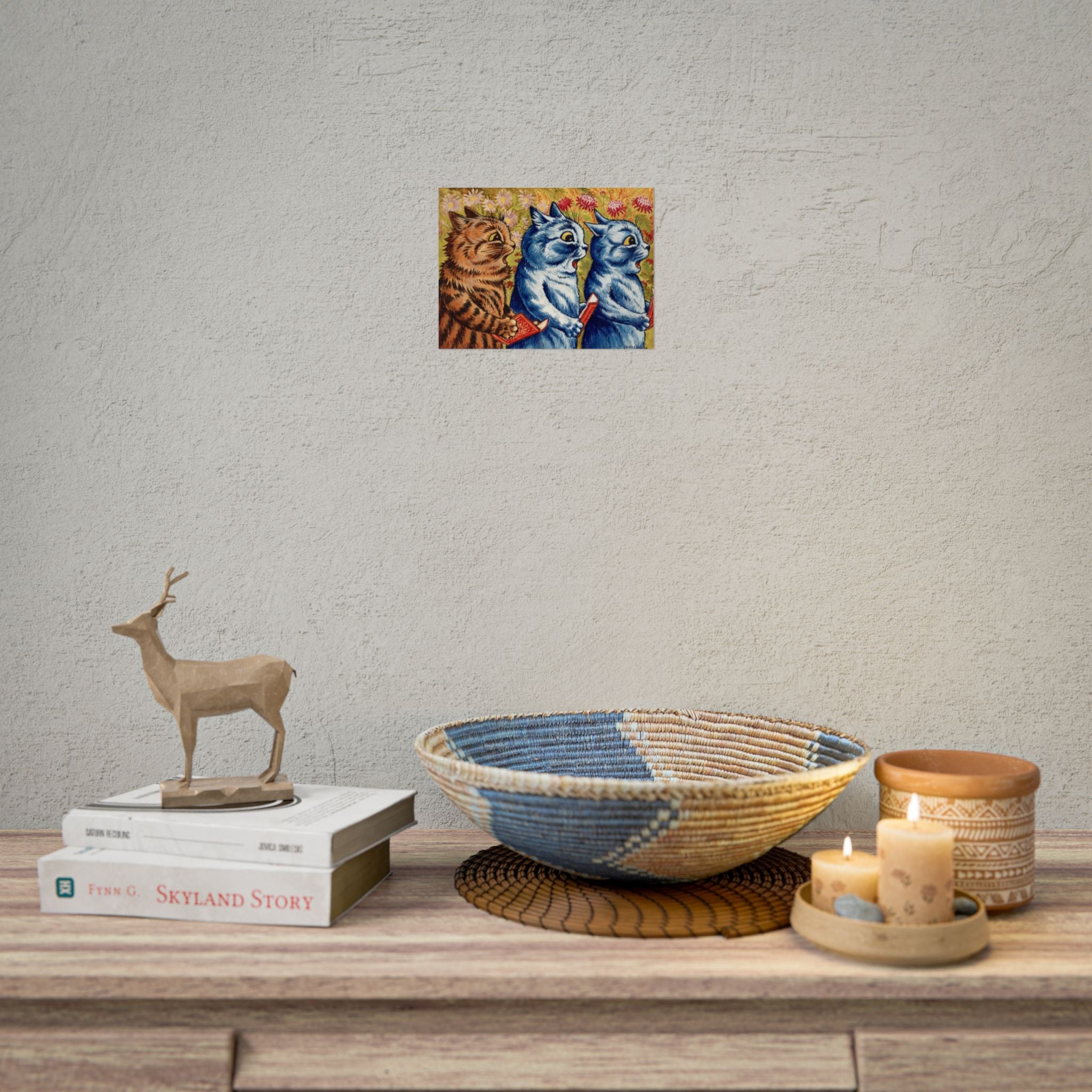 louis-wain-cat-poster-print-gouache-art-three-cats-singing-wall-decor-cat-print-home-office-decoration-unique-cat-louis-wain-