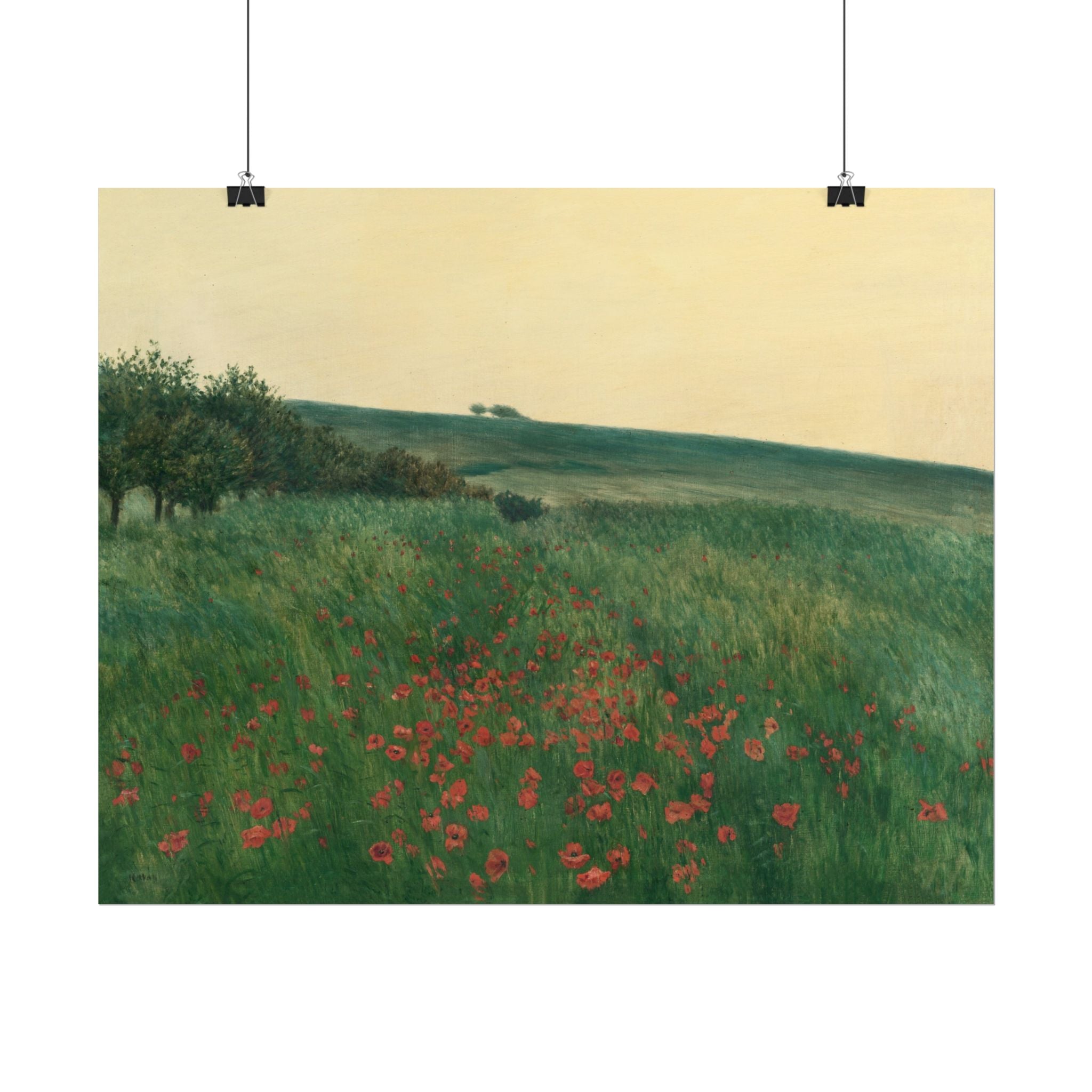 Frantisek Kavan, Fields Poster Print, Fields Landscape Painting, Red Poppies, Rustic Canvas Wall Art, Farmhouse Wall Decor