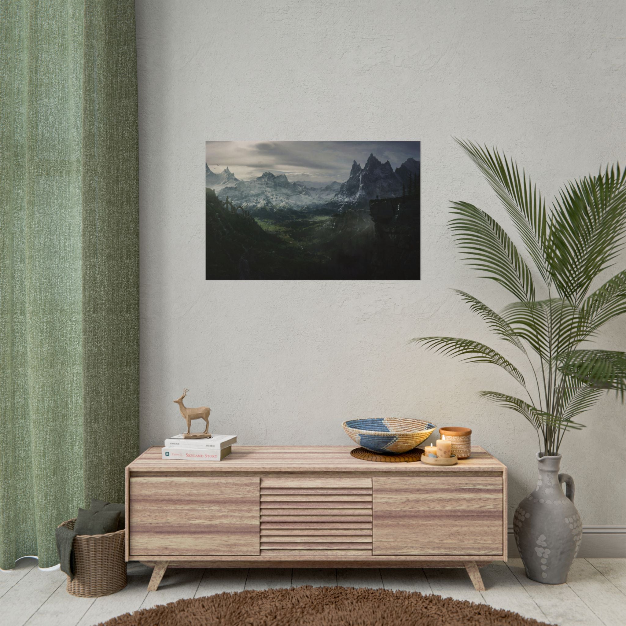 the-elder-scrolls-skyrim-poster-wall-art-scenery-dragon-and-viking-game-poster-print-room-decor-warrior-gaming