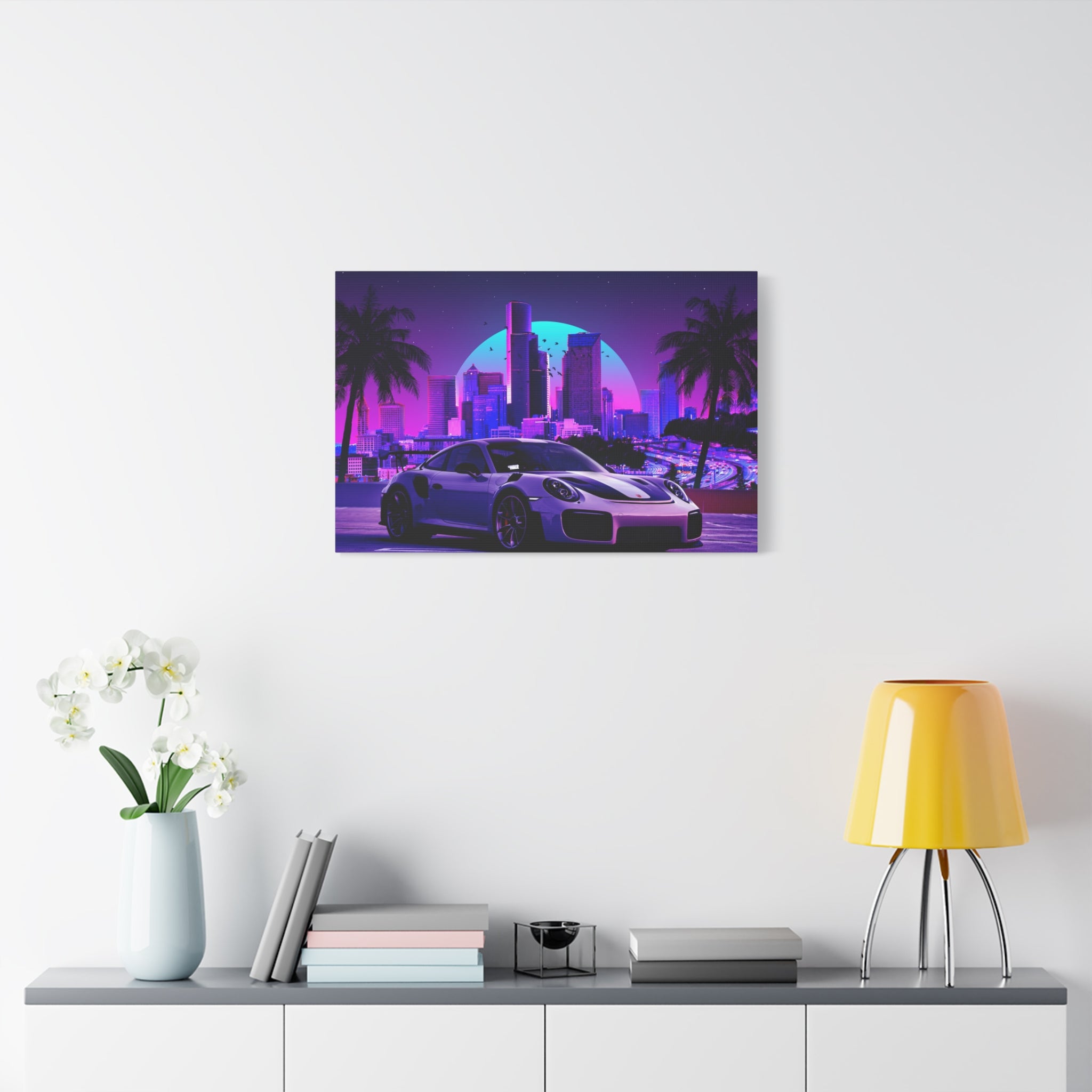 canvas-print-porsche-gt2-neon-retro-cityscape-cyberpunk-vaporwave-home-decor-wall-art-stretched-matte-canvas-canvas-wall-art