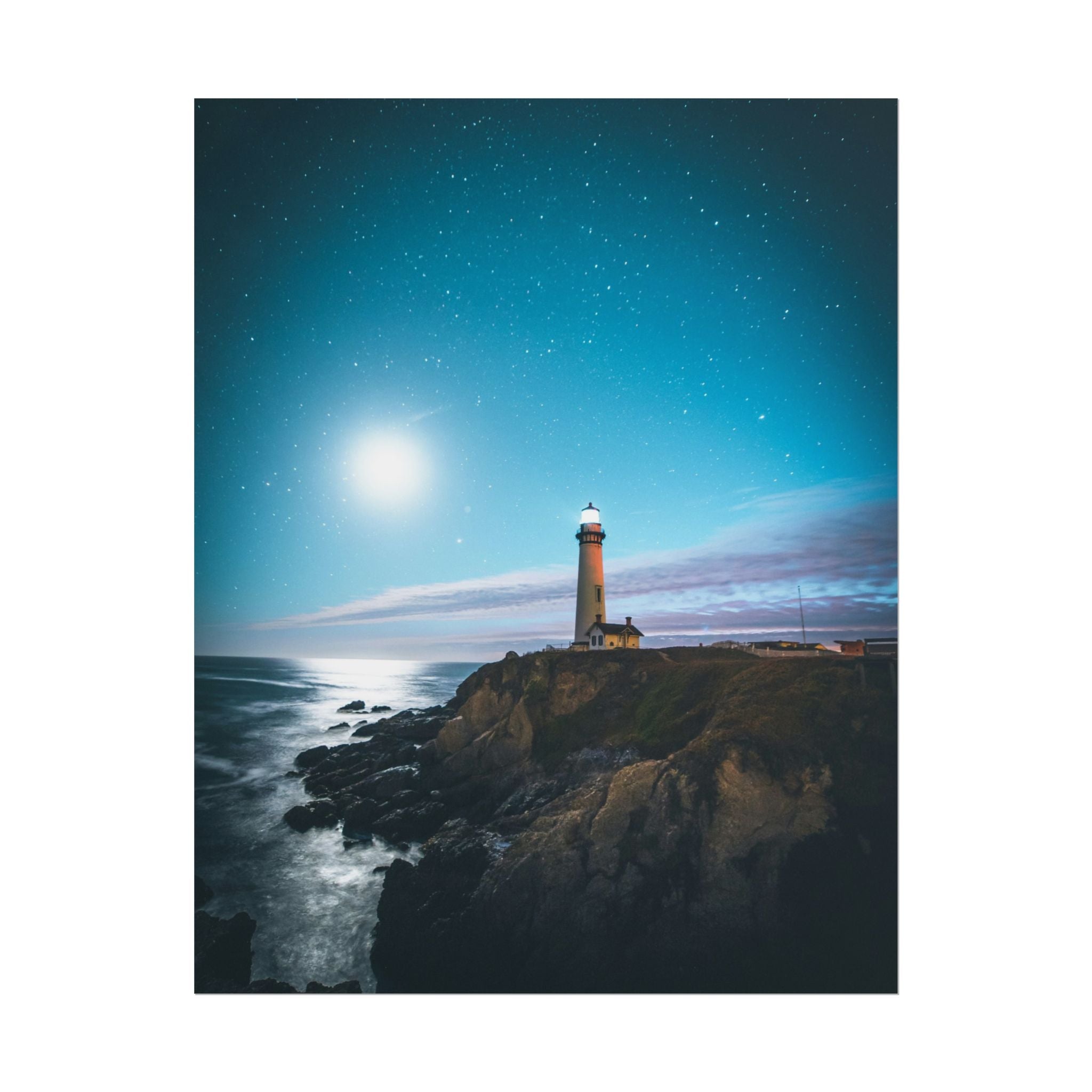 lighthouse-on-rock-poster-print-coastal-wall-art-nautical-wall-decor-beach-house-decoration-seaside-wall-ocean-wall-art