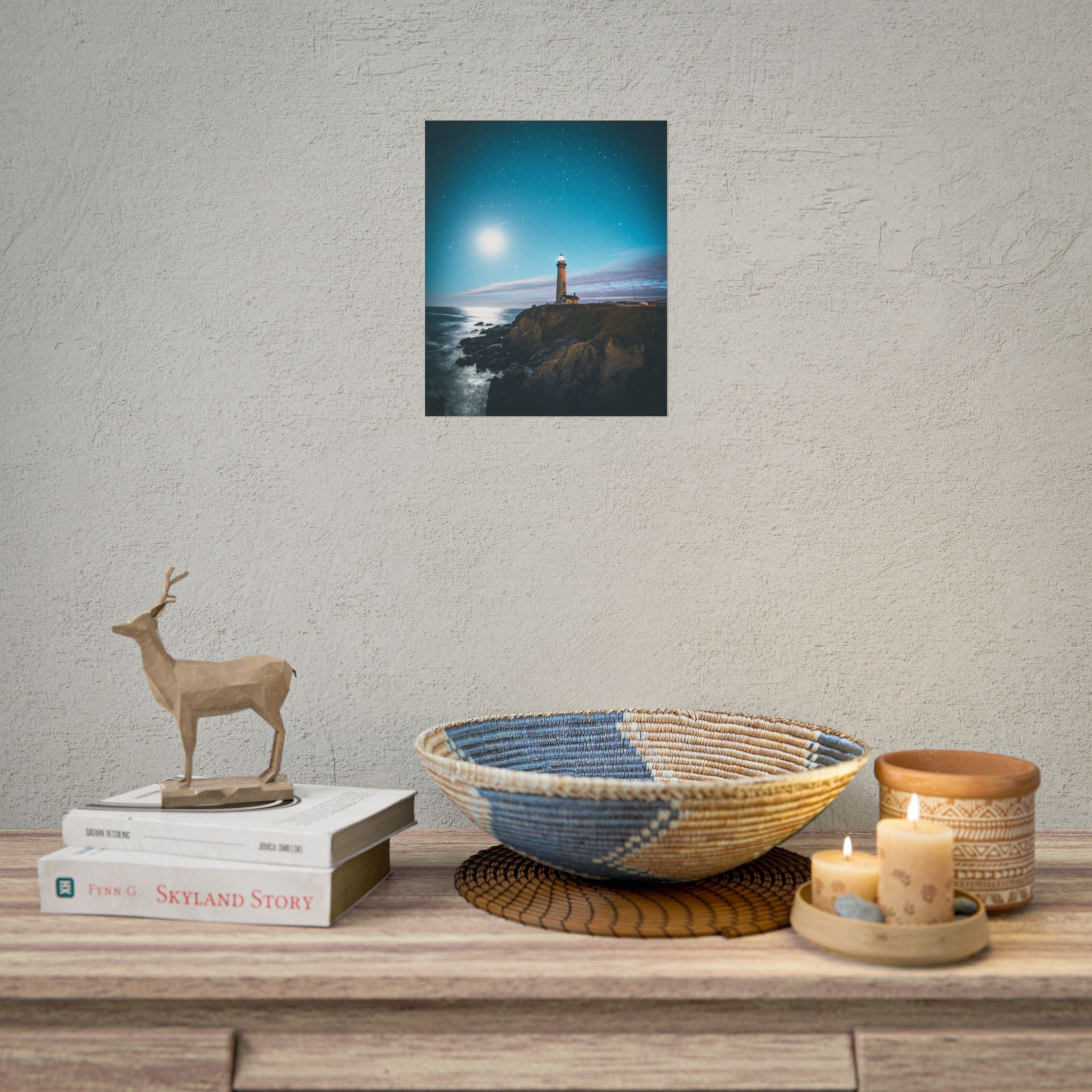 lighthouse-on-rock-poster-print-coastal-wall-art-nautical-wall-decor-beach-house-decoration-seaside-wall-ocean-wall-art