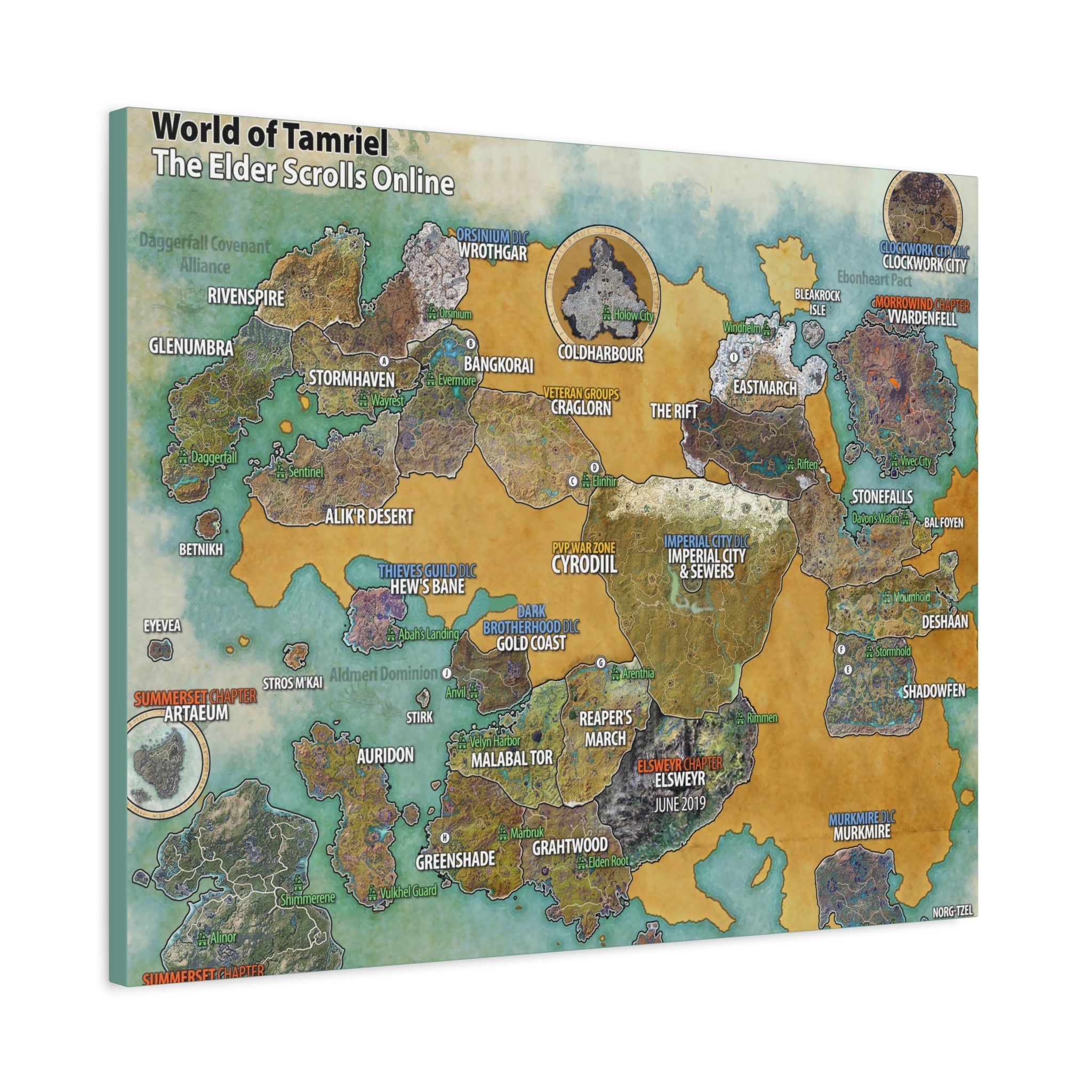 Skyrim World Map Tamriel, The Elder Scrolls Skyrim Canvas Wall Art - Dragon Game Canvas Print Room Decor, Gaming Wall Art, Skyrim Gift