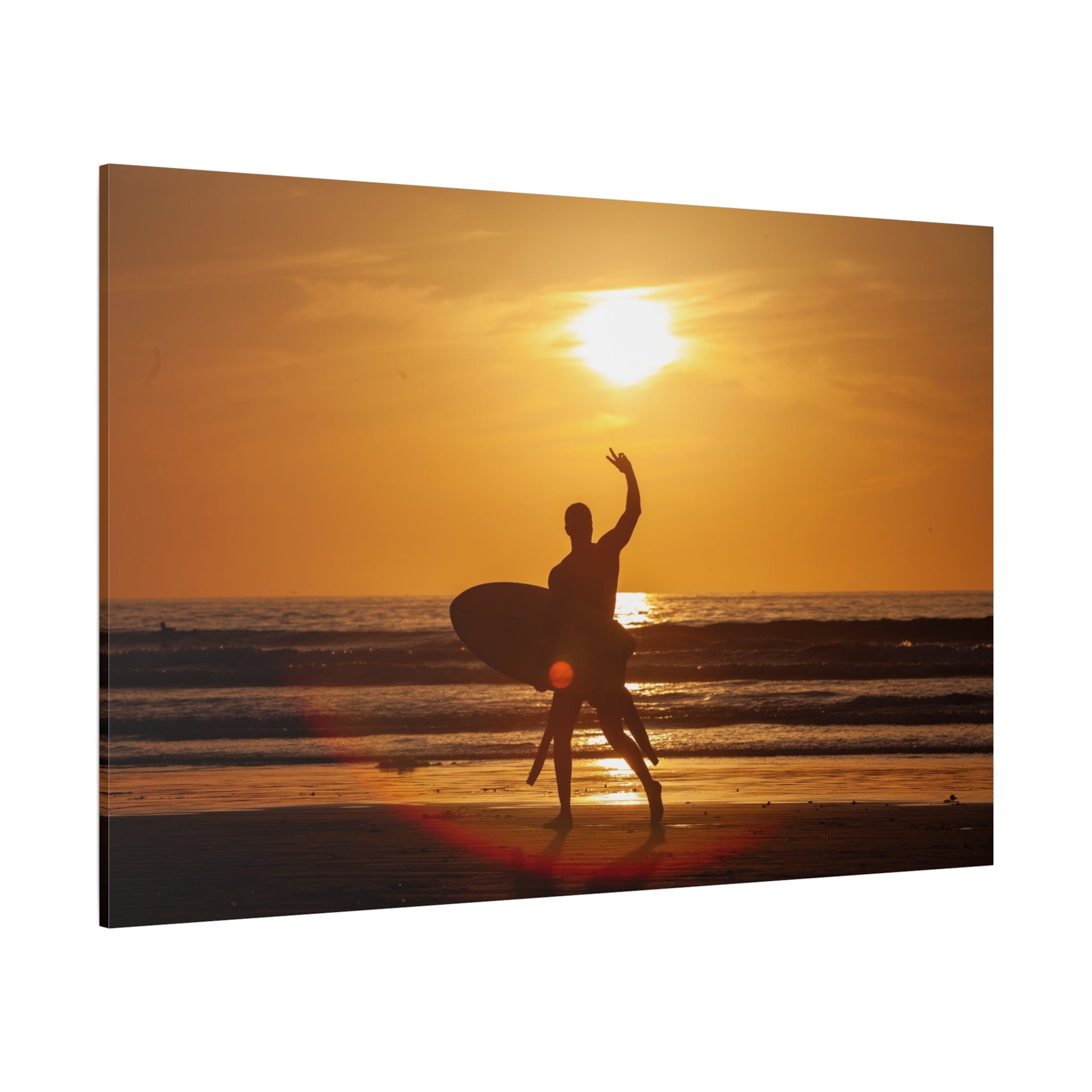 canvas-wall-art-print-beach-surfing-sunset-silhouette-decor-matte-stretched-coastal-home-decoration-ocean-waves-picture