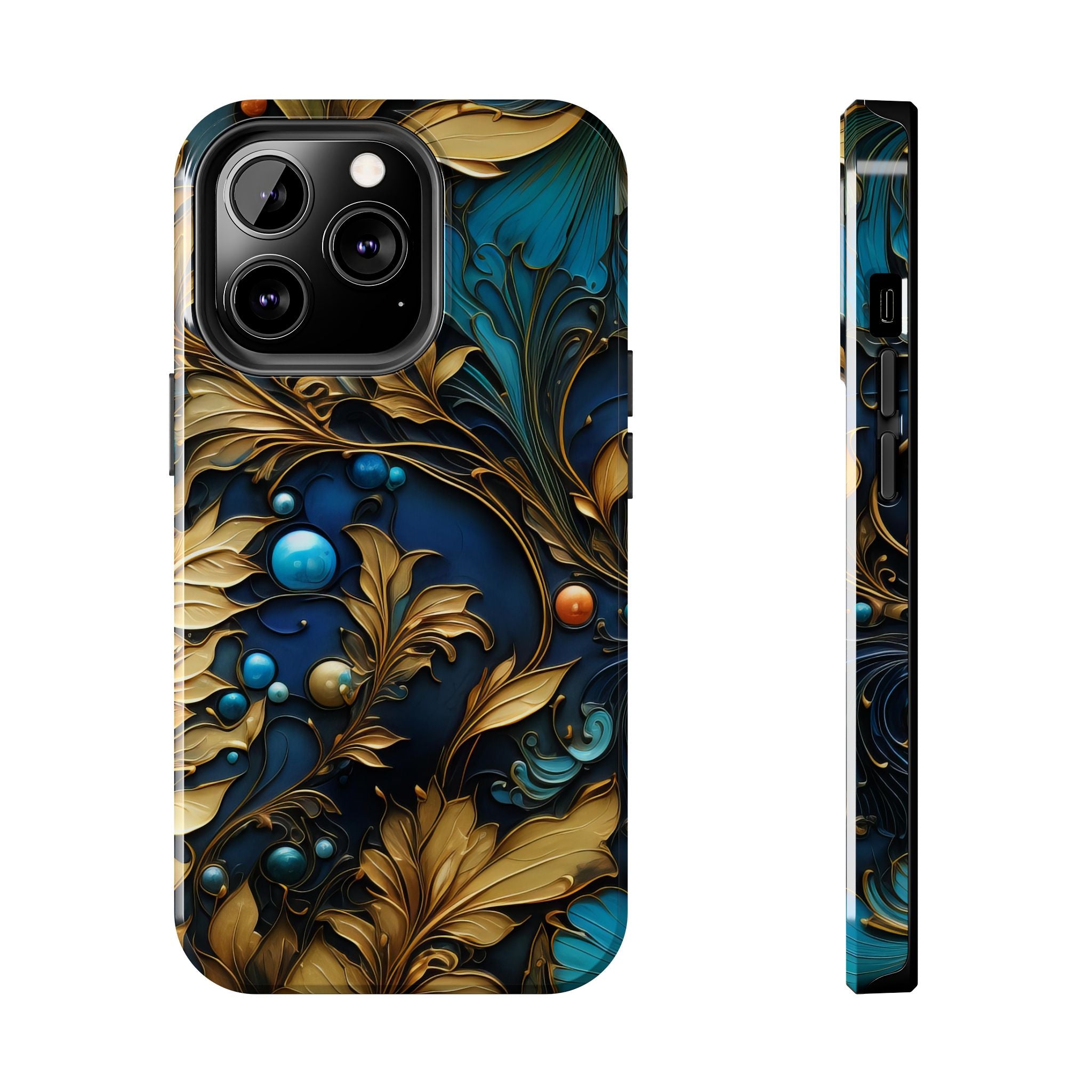 textured-art-nouveau-floral-tough-phone-case-cottagecore-iphone-case-unique-floral-phone-cover-vintage-style-iphone-case-prot