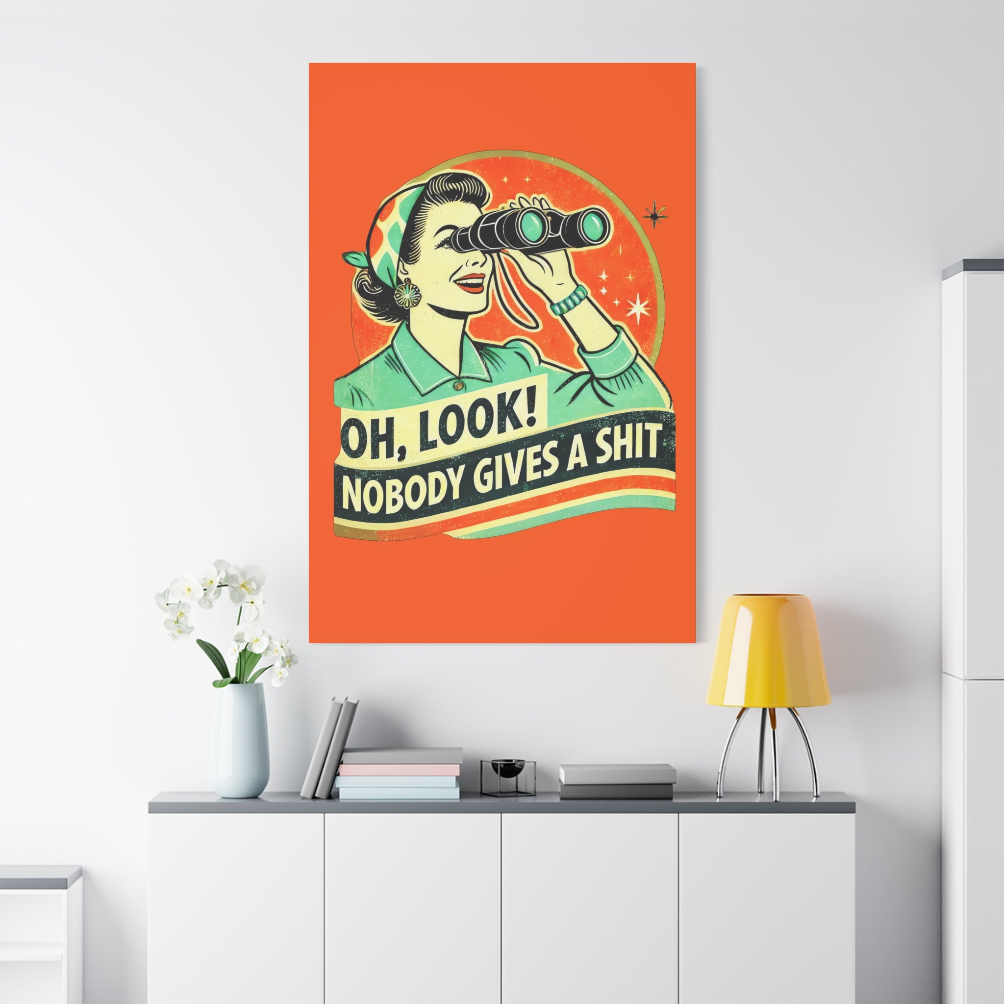 canvas-wall-art-funny-retro-woman-humorous-home-decor-matte-stretched-print-gift-for-her-vintage-style-poster-unique-wall