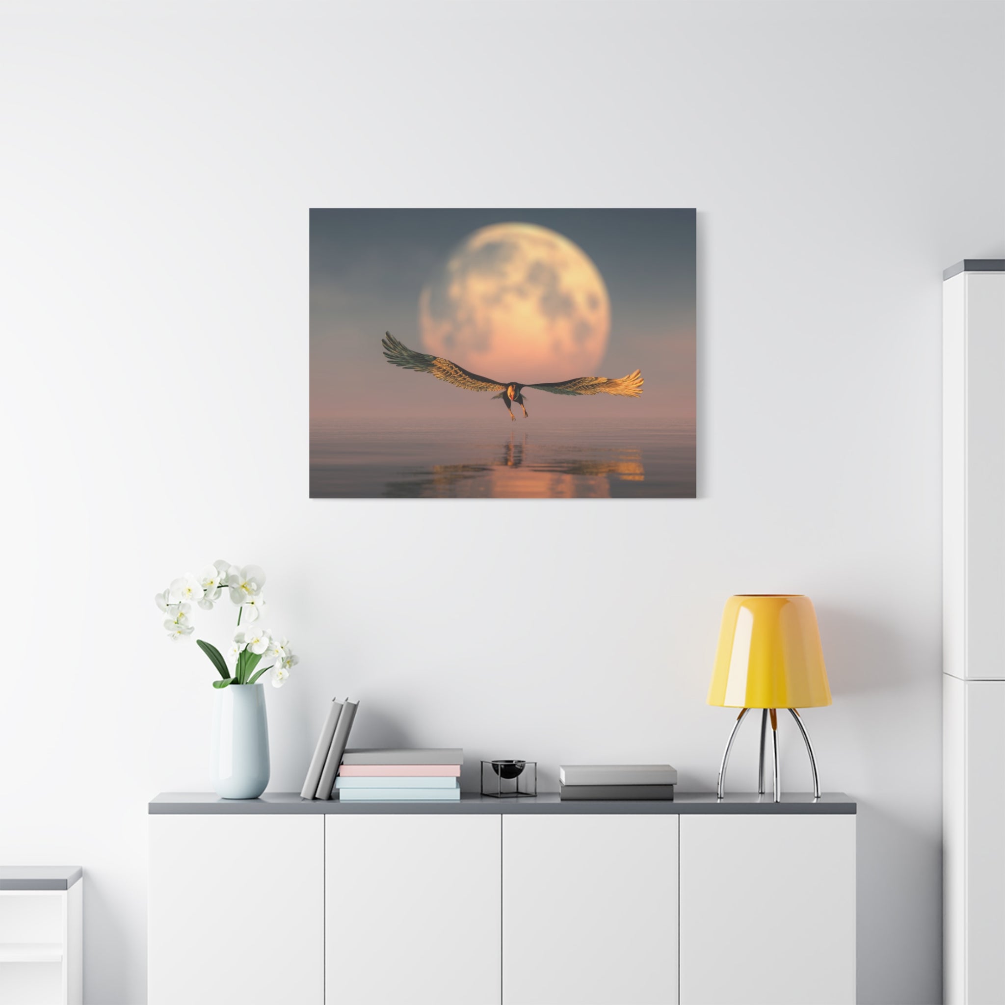 canvas-print-eagle-moon-illustration-living-room-wall-decor-stretched-matte-canvas-art-home-decor-wildlife-painting-wall-hang
